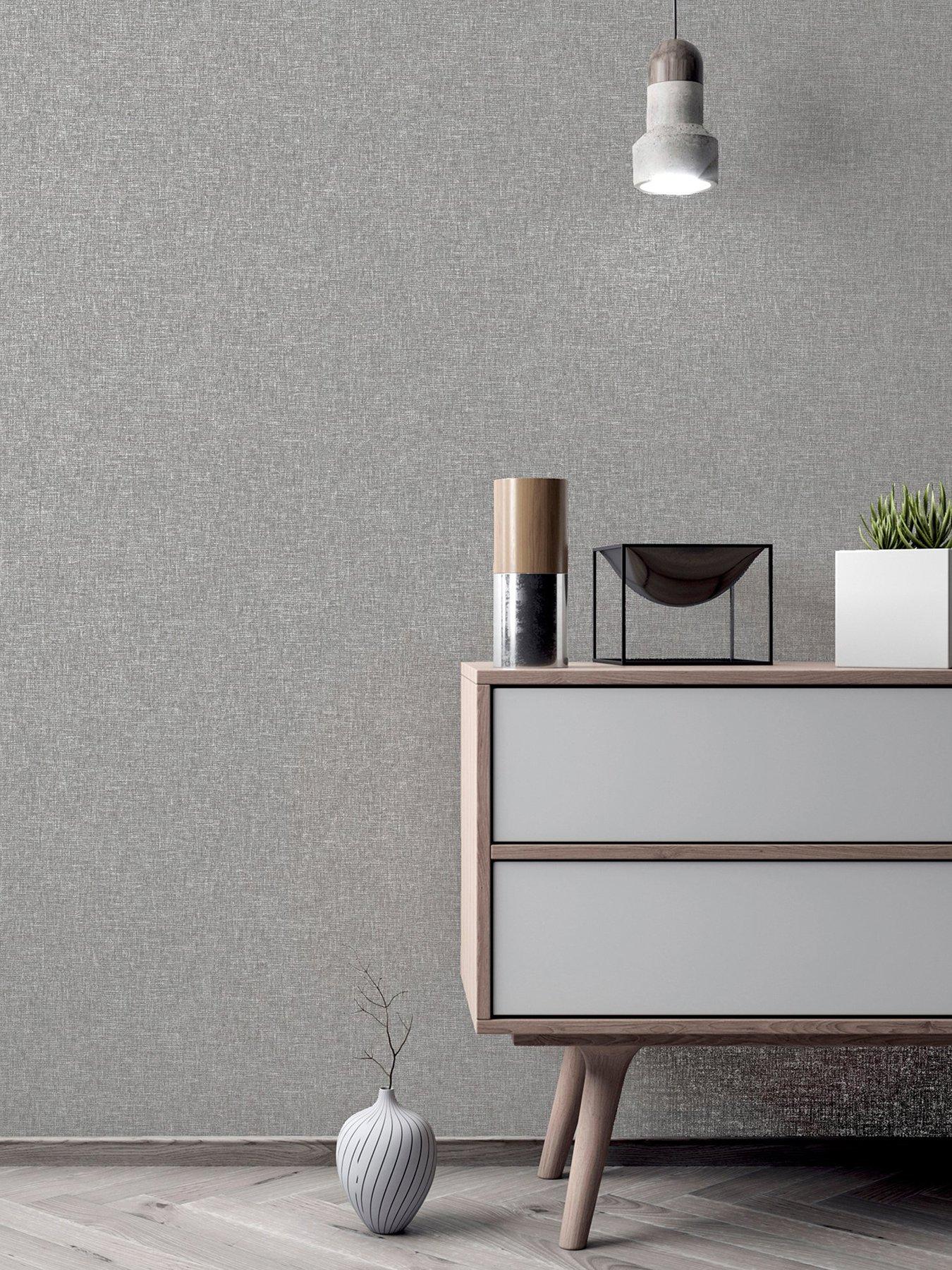 Image 7 of 7 of ARTHOUSE Linen Texture Mid Grey Wallpaper