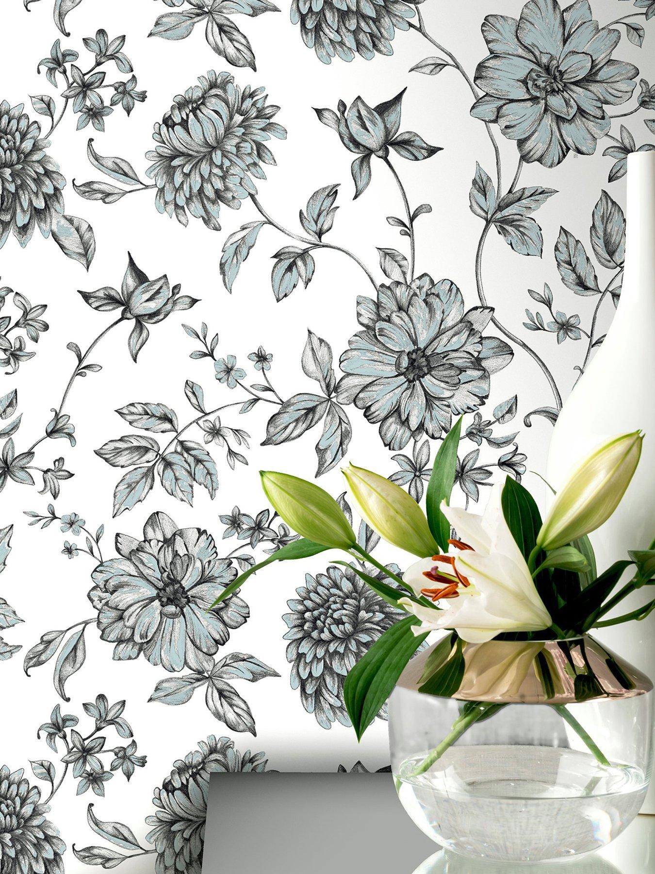 Image 1 of 6 of ARTHOUSE Fleur Mono Wallpaper