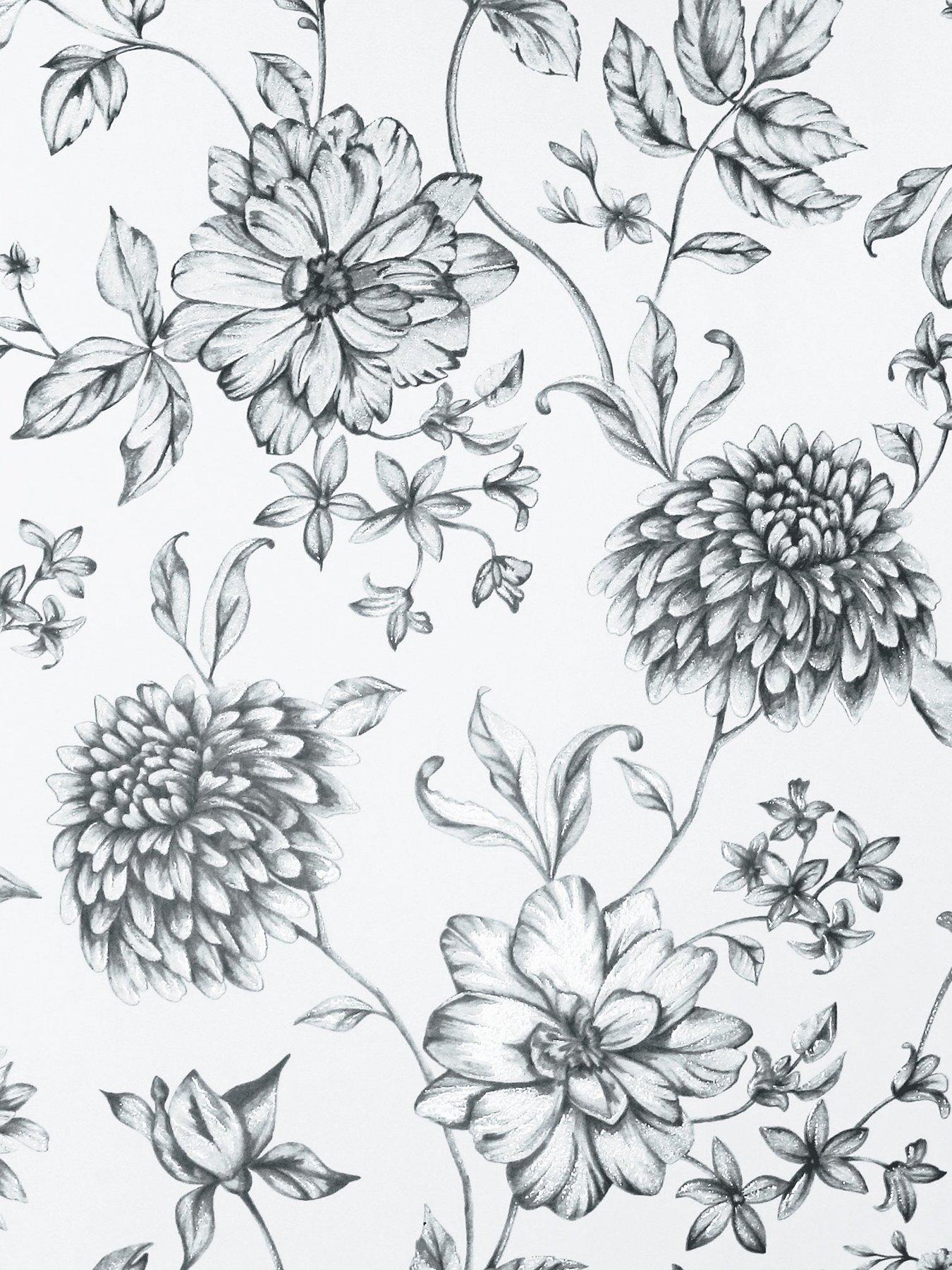Image 2 of 6 of ARTHOUSE Fleur Mono Wallpaper