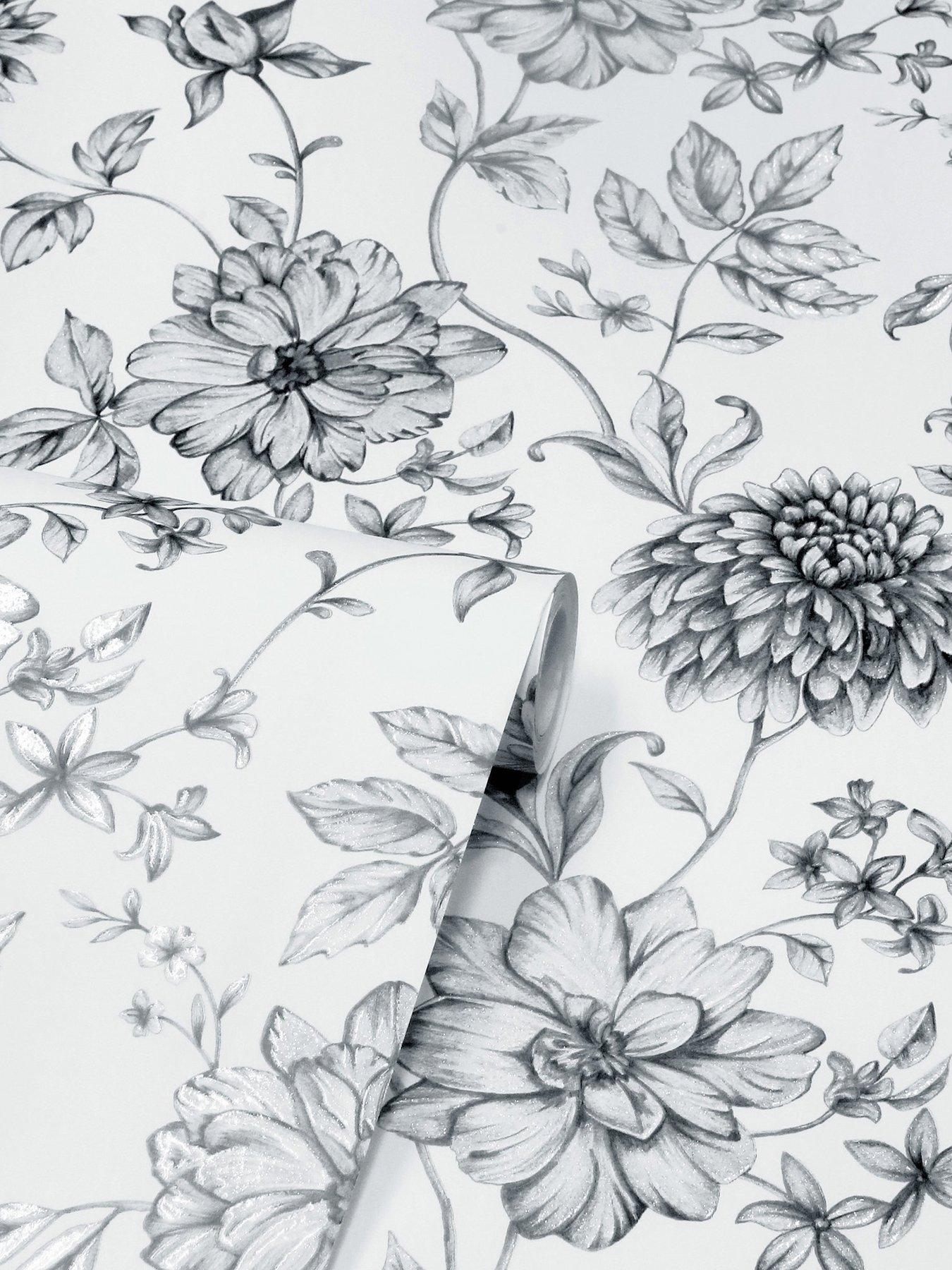Image 3 of 6 of ARTHOUSE Fleur Mono Wallpaper
