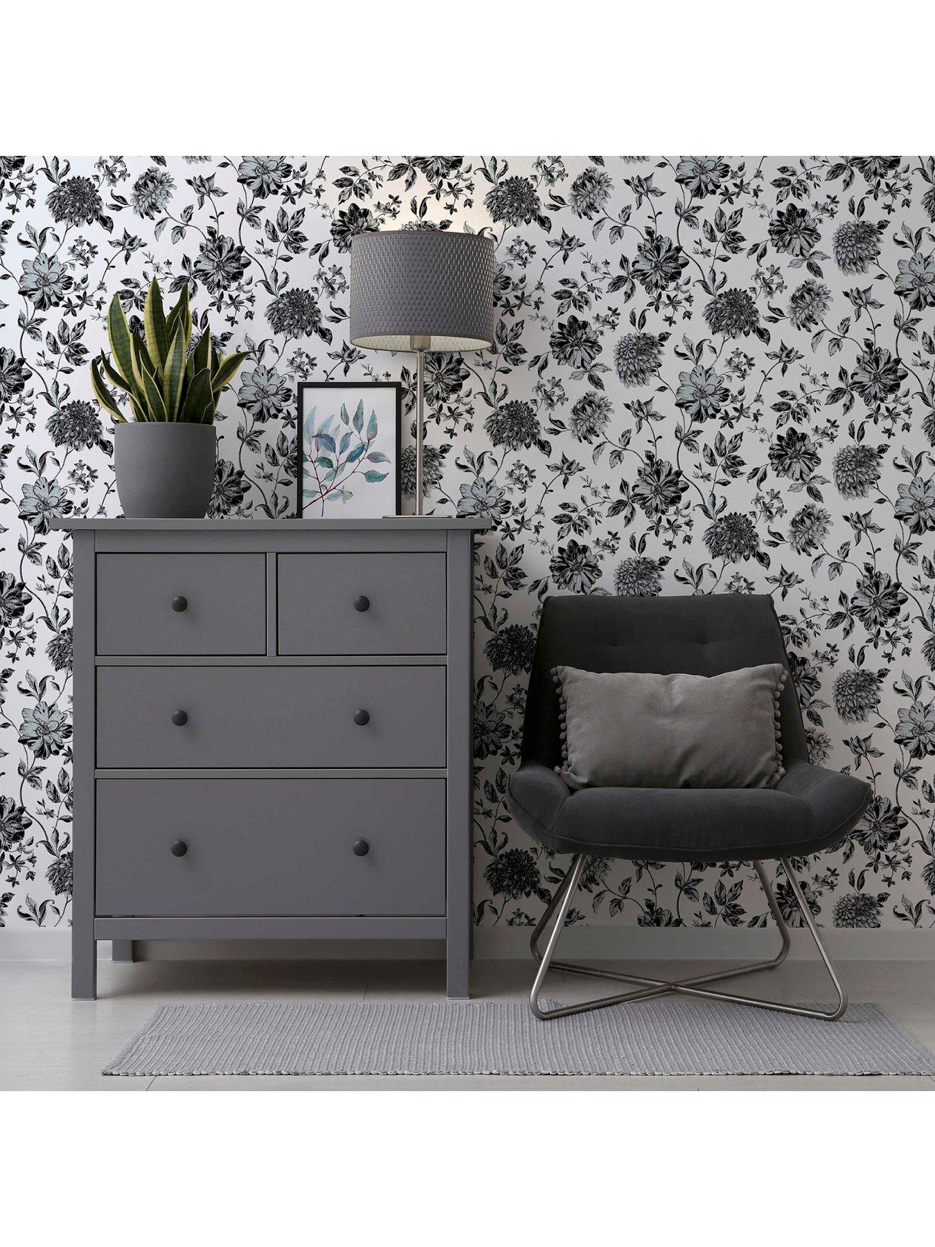 Image 6 of 6 of ARTHOUSE Fleur Mono Wallpaper