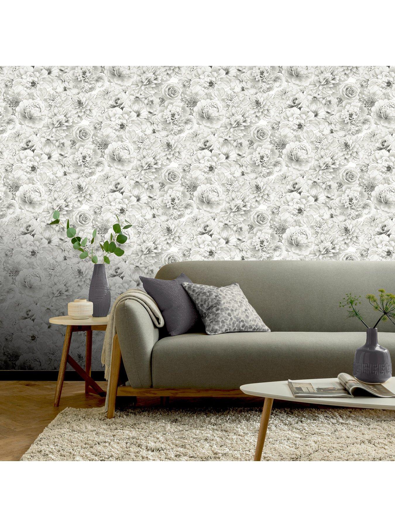 Image 4 of 6 of ARTHOUSE Glitter Bloom Silver Wallpaper