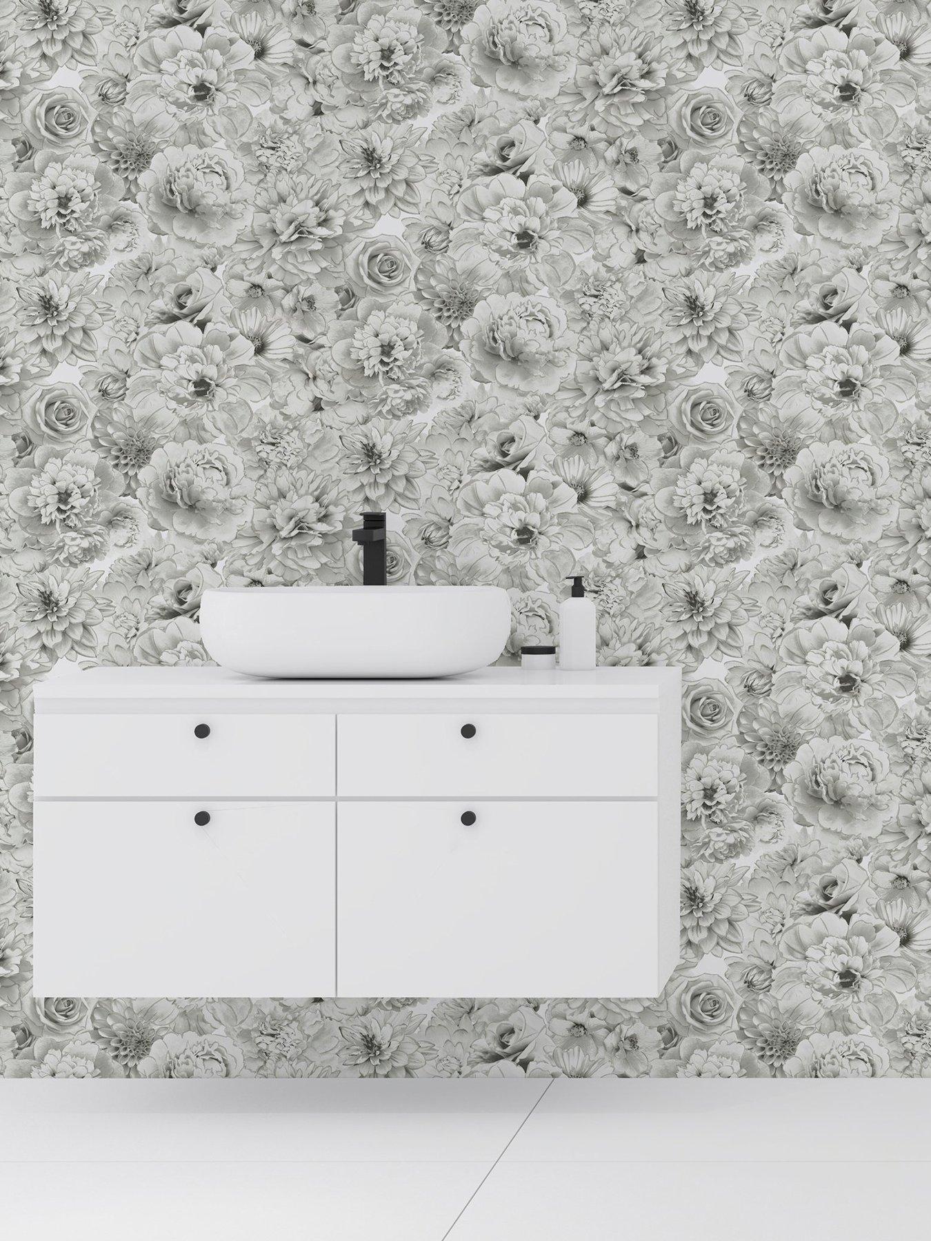 Image 5 of 6 of ARTHOUSE Glitter Bloom Silver Wallpaper
