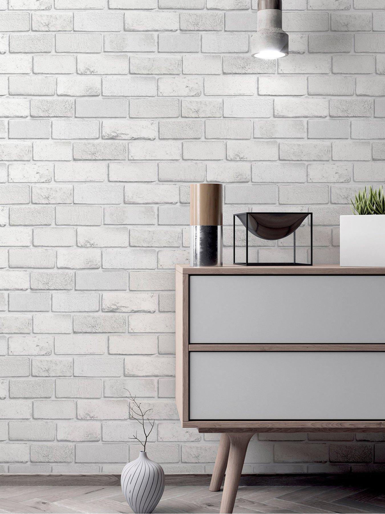 Product photograph of Arthouse Diamond White Brick Wallpaper from very.co.uk