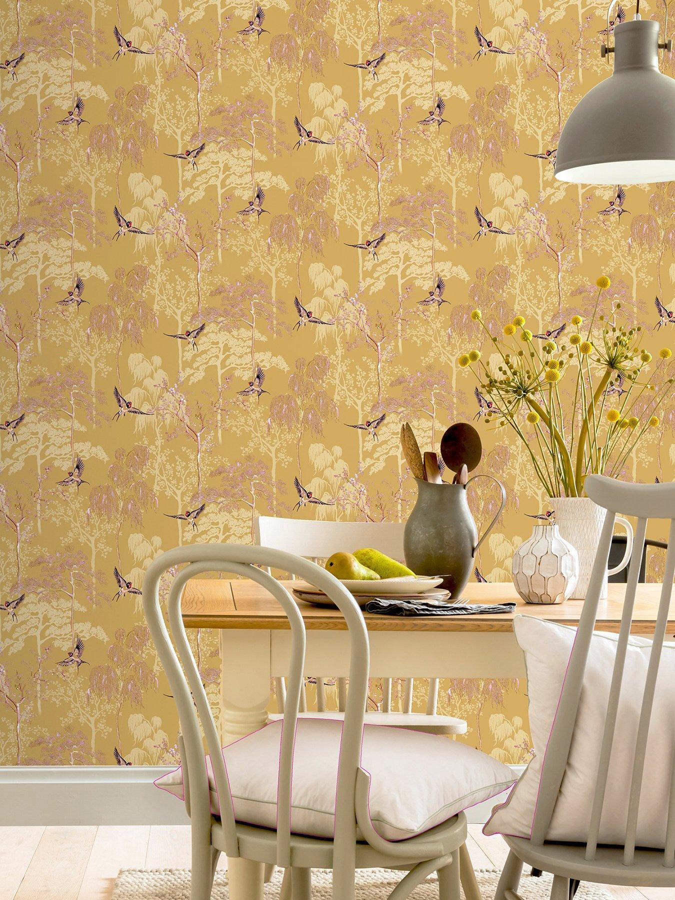 Product photograph of Arthouse Japanese Garden Ochre Wallpaper from very.co.uk