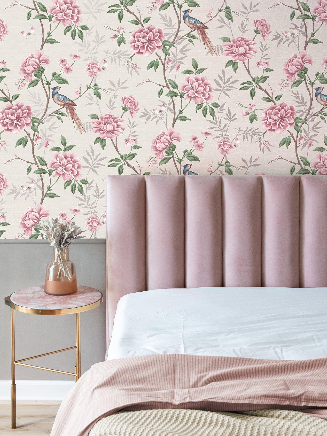 Product photograph of Fine Decor Crown Akina Floral Natural Wallpaper from very.co.uk