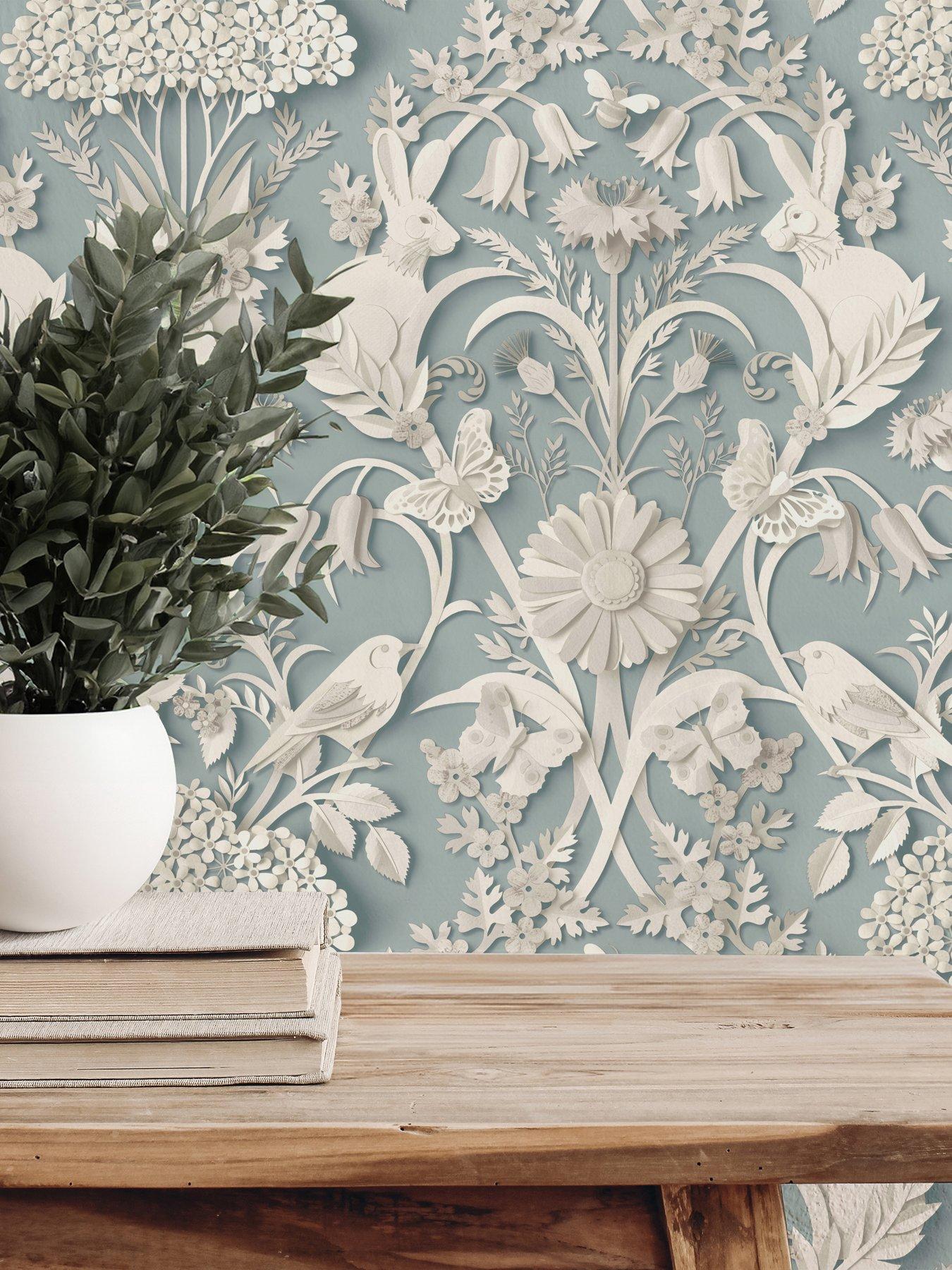 Product photograph of Fine Decor Woodland Blue Wallpaper from very.co.uk