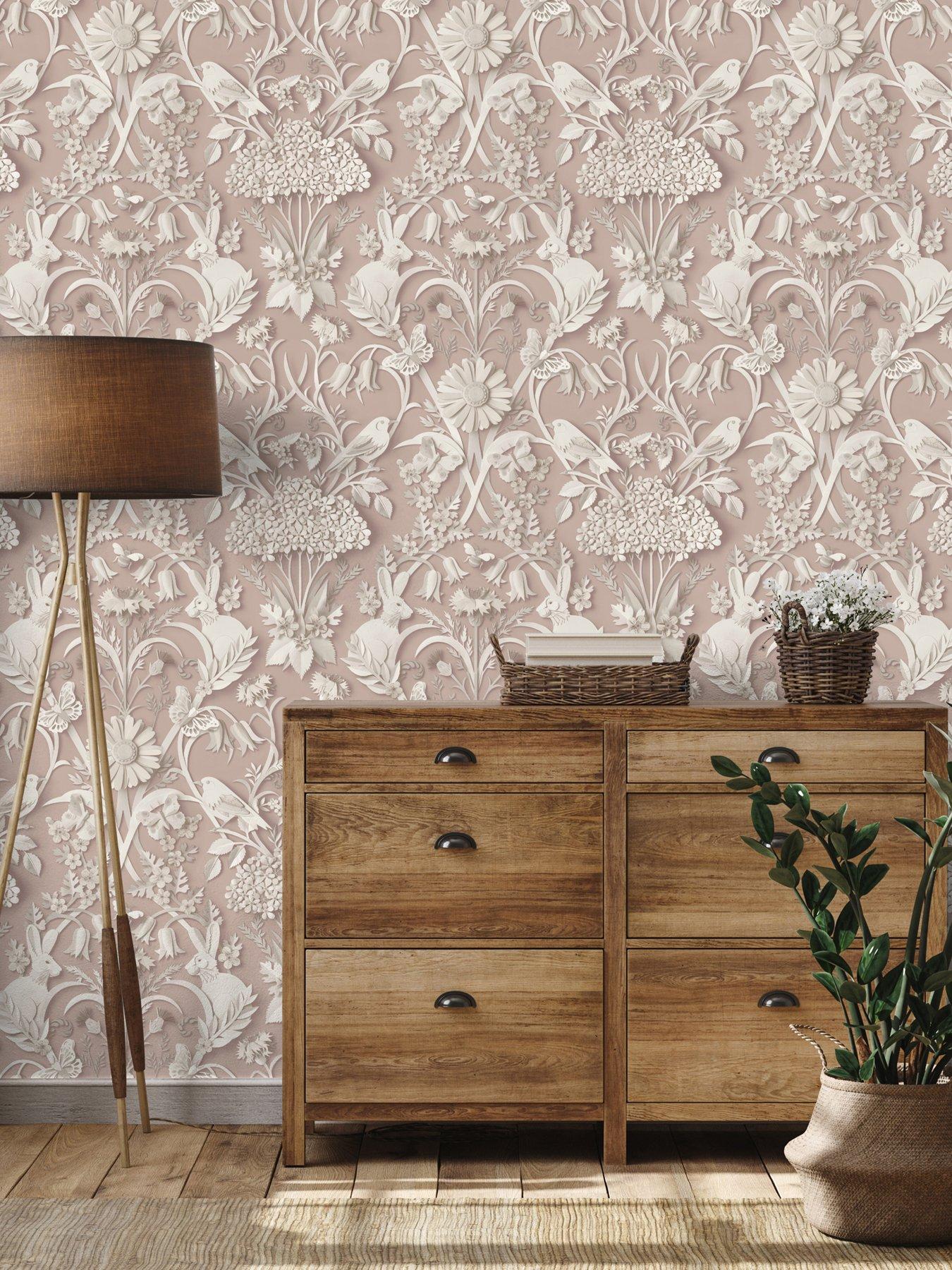 Product photograph of Fine Decor Woodland Pink Wallpaper from very.co.uk