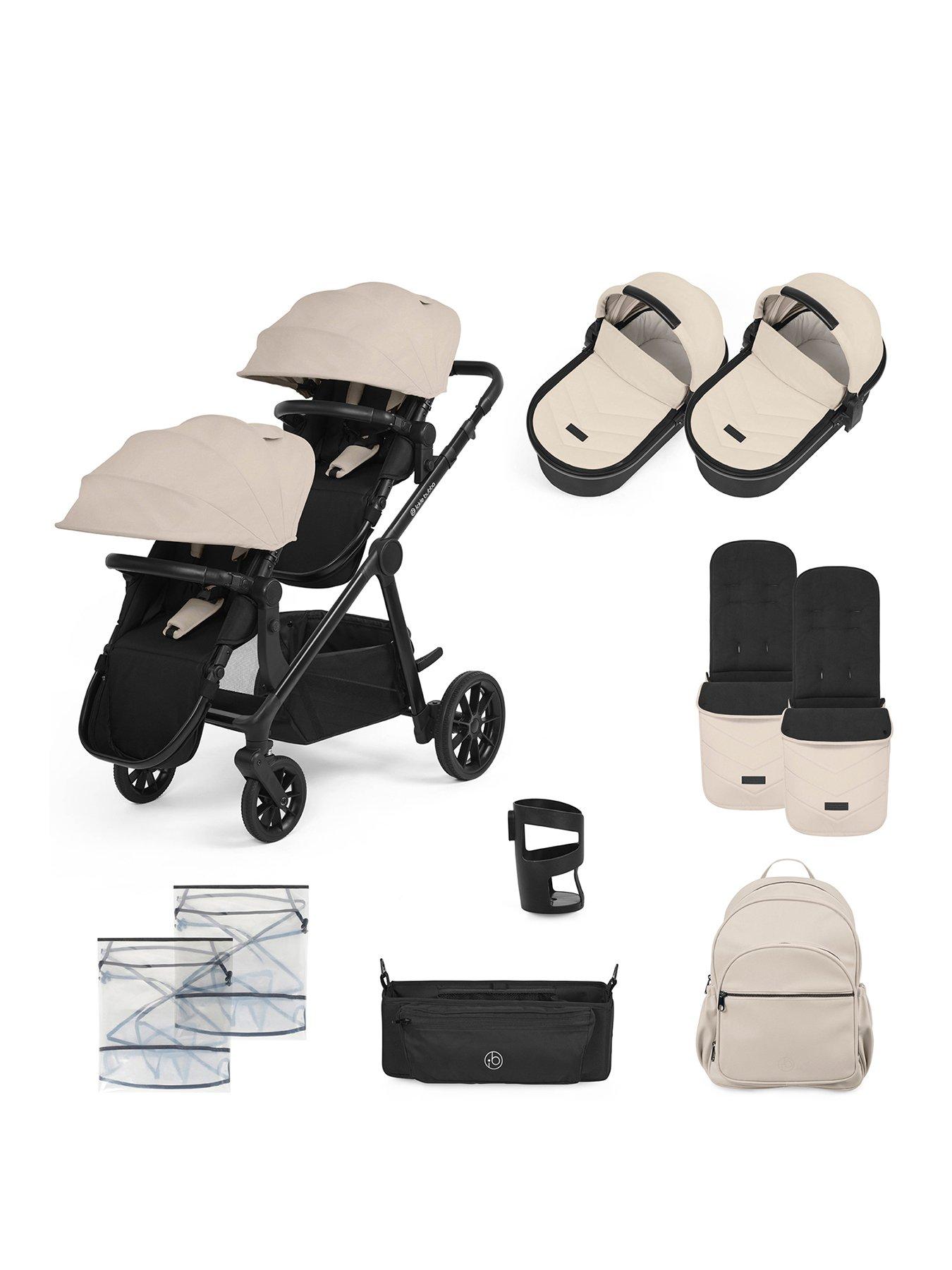 Ickle Bubba Virgo Twin 12 Piece Pram - Black / Stone / Black