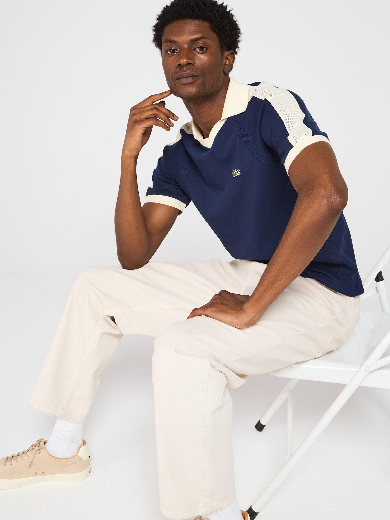 Image 4 of 5 of Lacoste Classic Fit Tennis Legacy Open Collar Polo Shirt - Navy