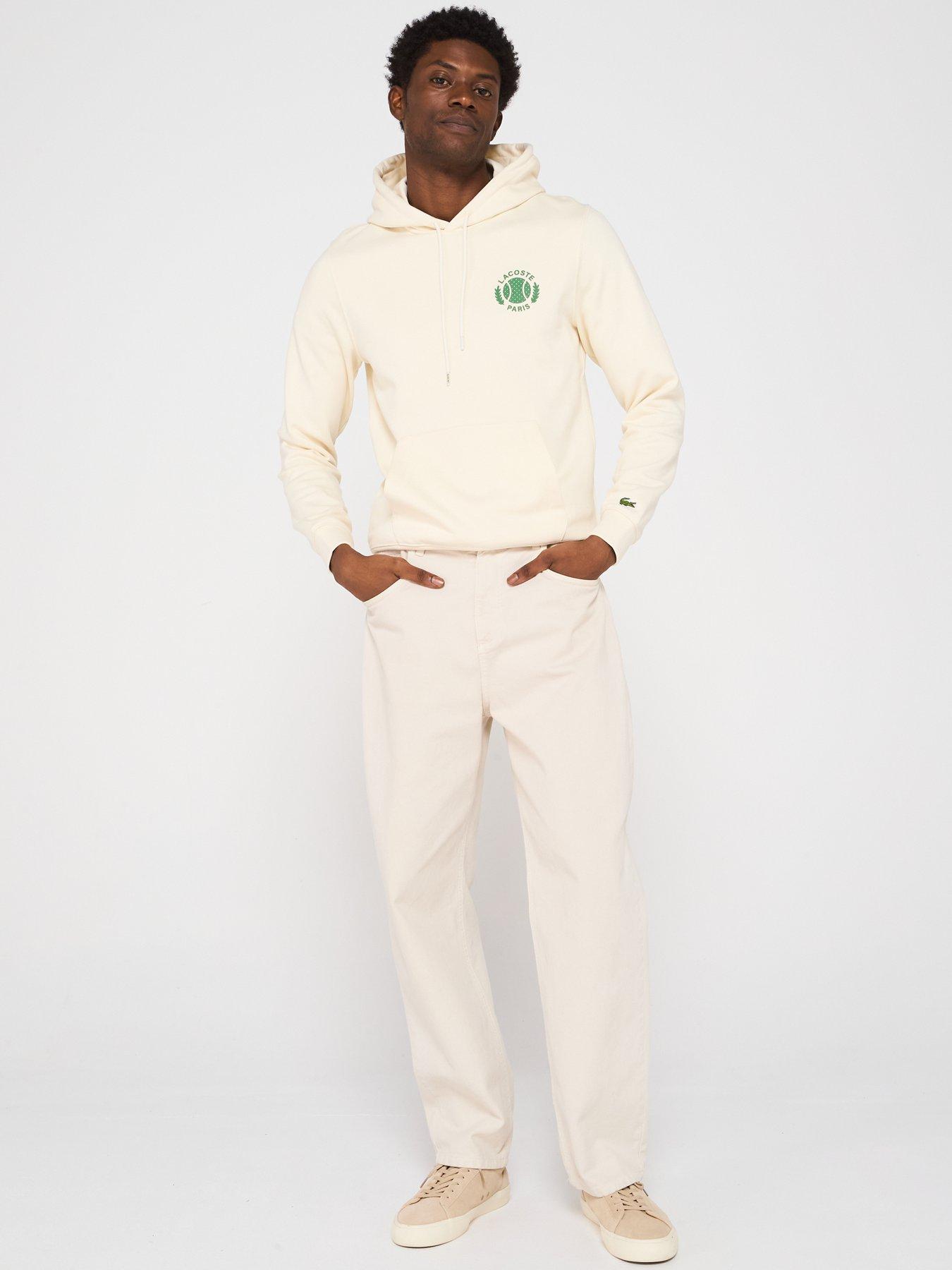 Image 3 of 5 of Lacoste Classic Fit Tennis Legacy Embroidered Hoodie - Cream