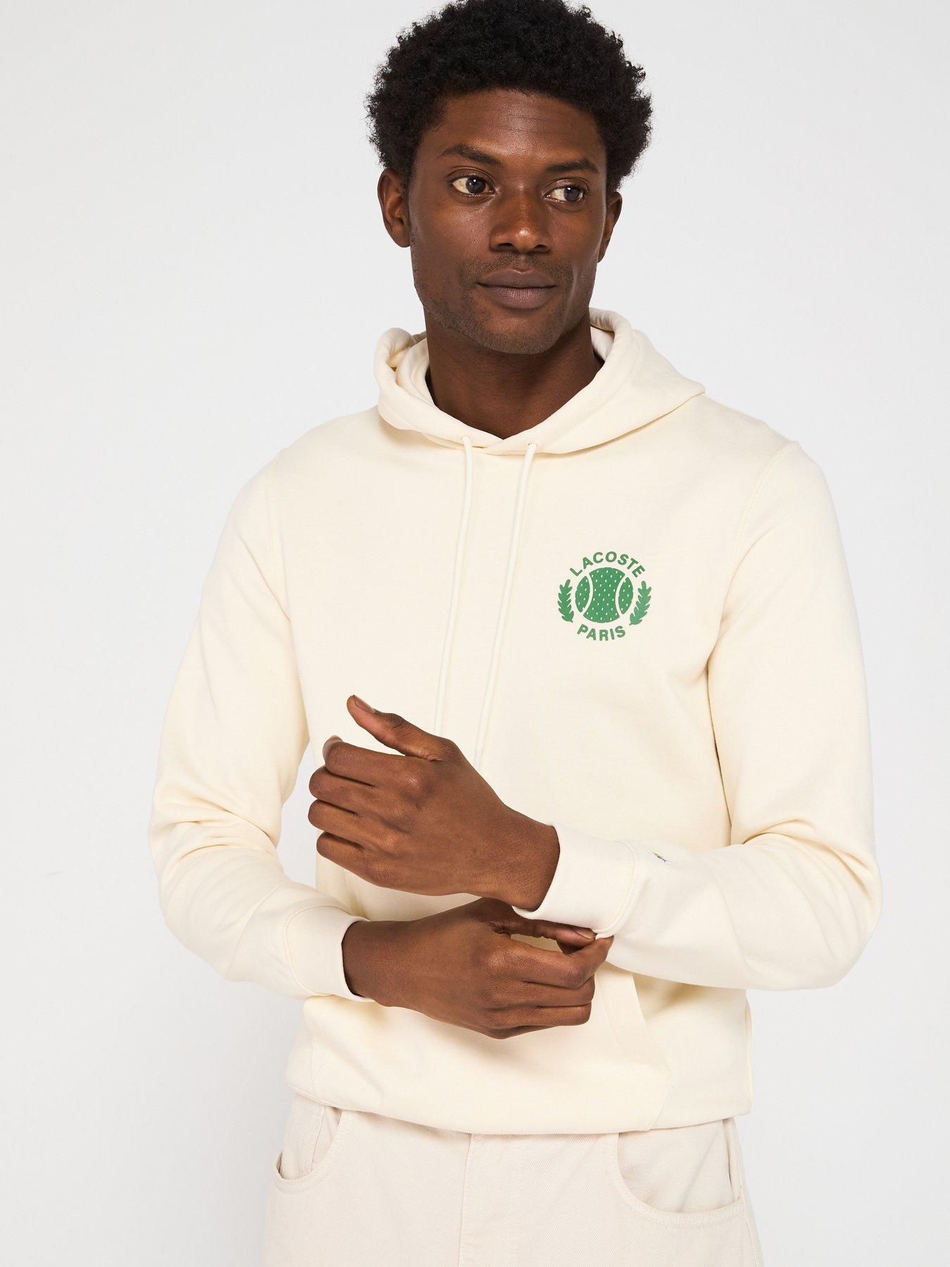Image 5 of 5 of Lacoste Classic Fit Tennis Legacy Embroidered Hoodie - Cream