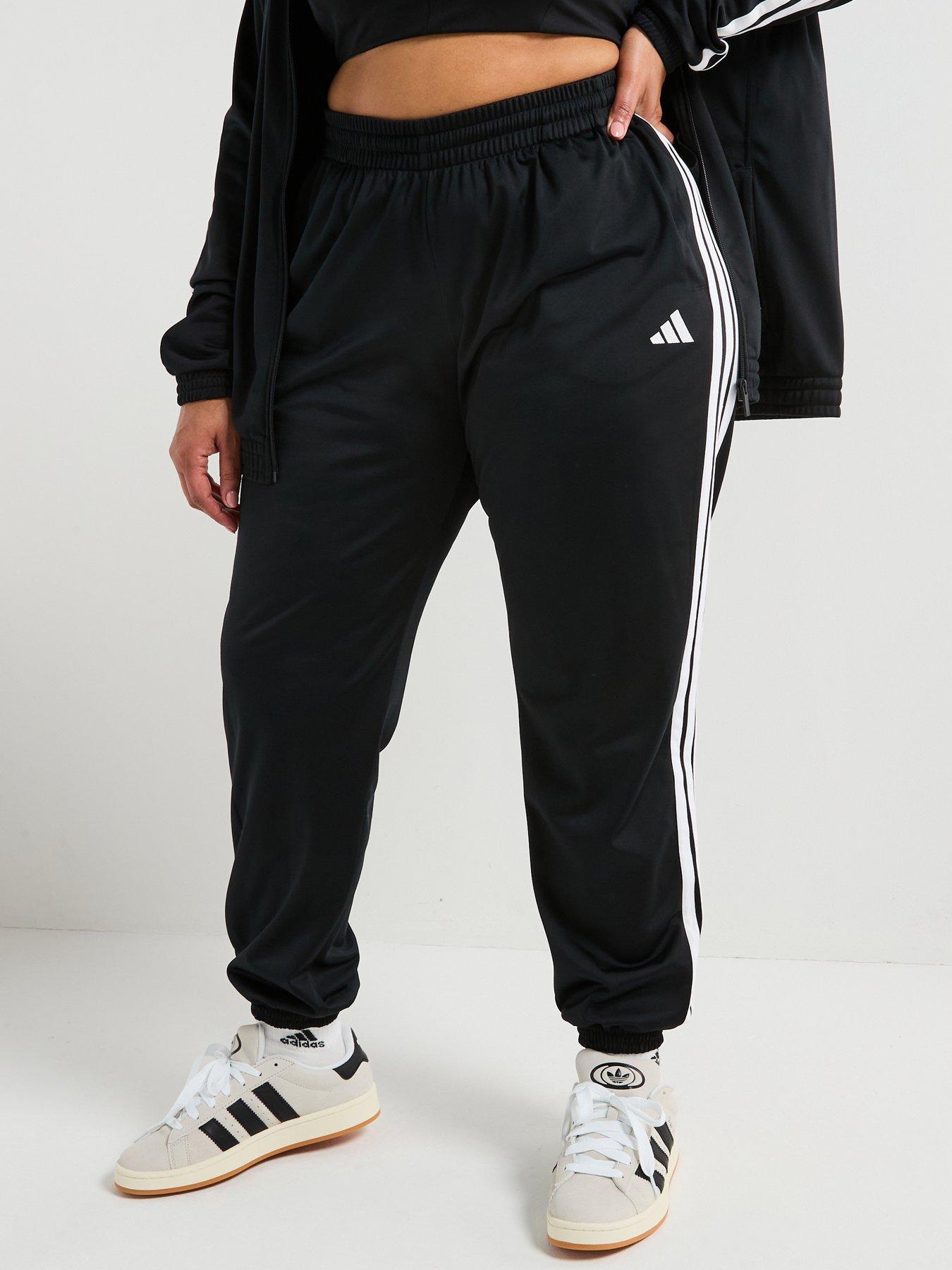 adidas Sportswear Womens Plus Size Tricot 3-stripes Tracksuit Bottoms - Black