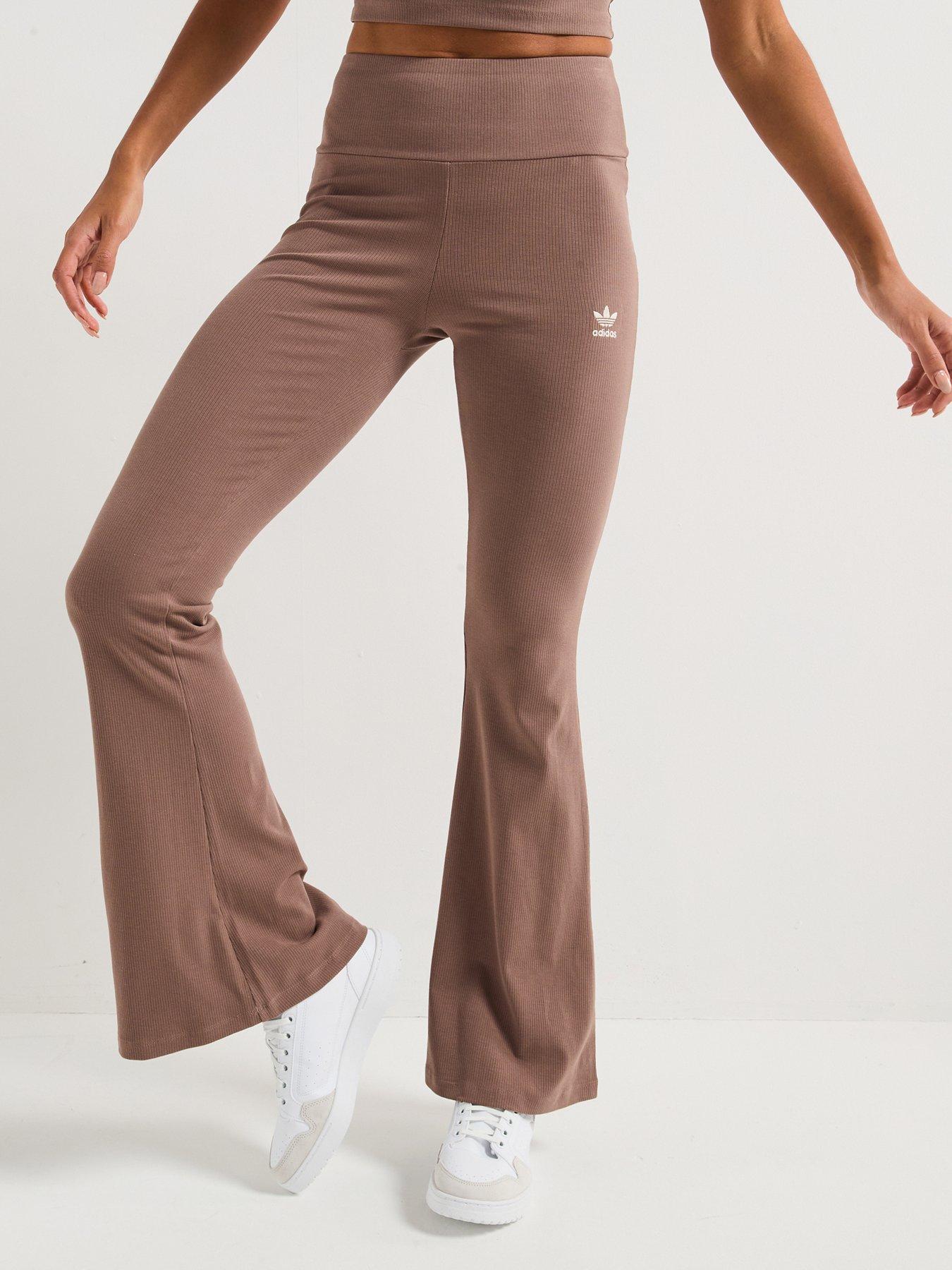 adidas Originals Womens Essentials Rib Flared Leggings - Brown, Brown, Size S, Women