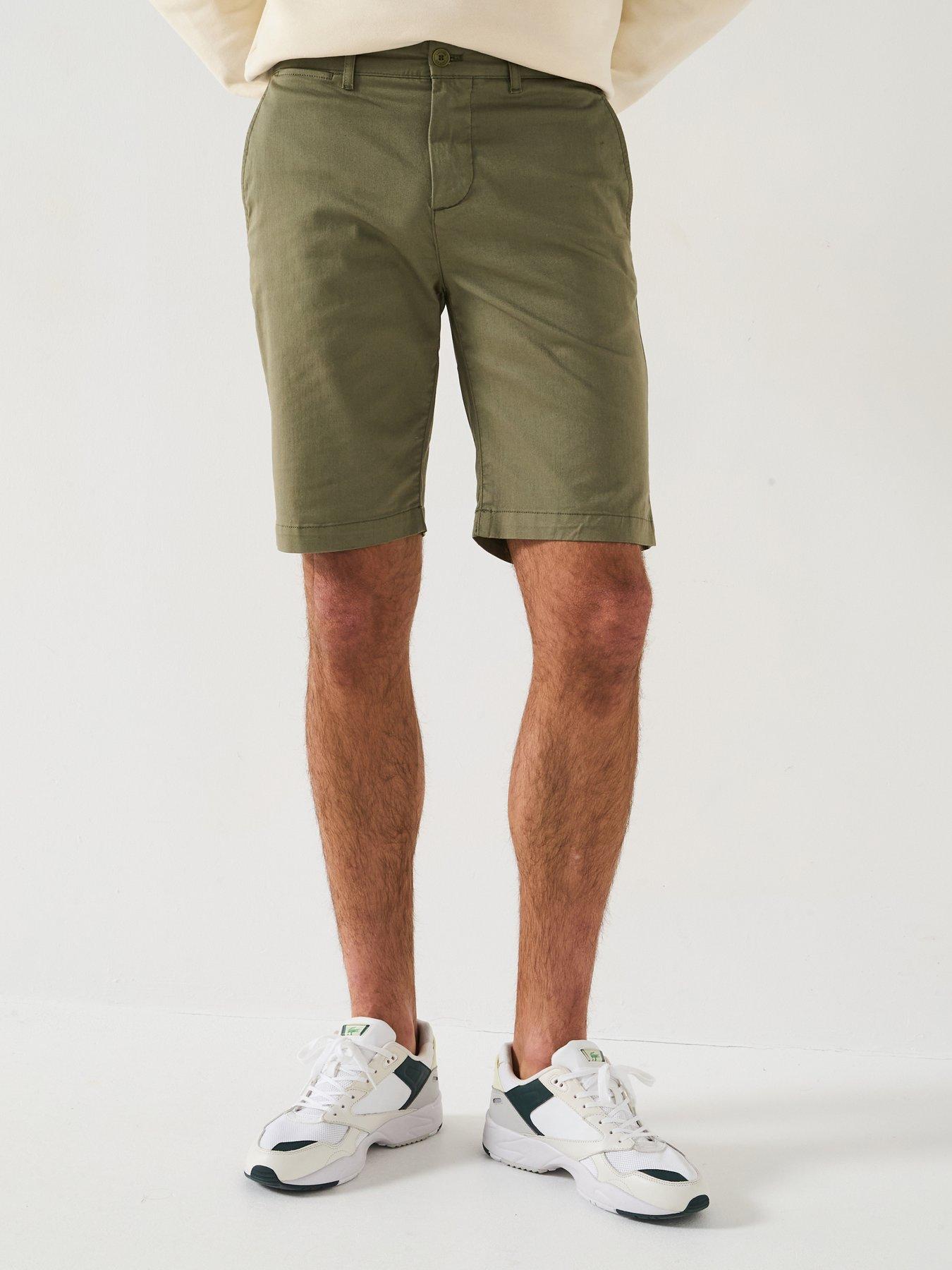 undefined Slim Fit Stretch Cotton Bermuda Chino Shorts - Khaki