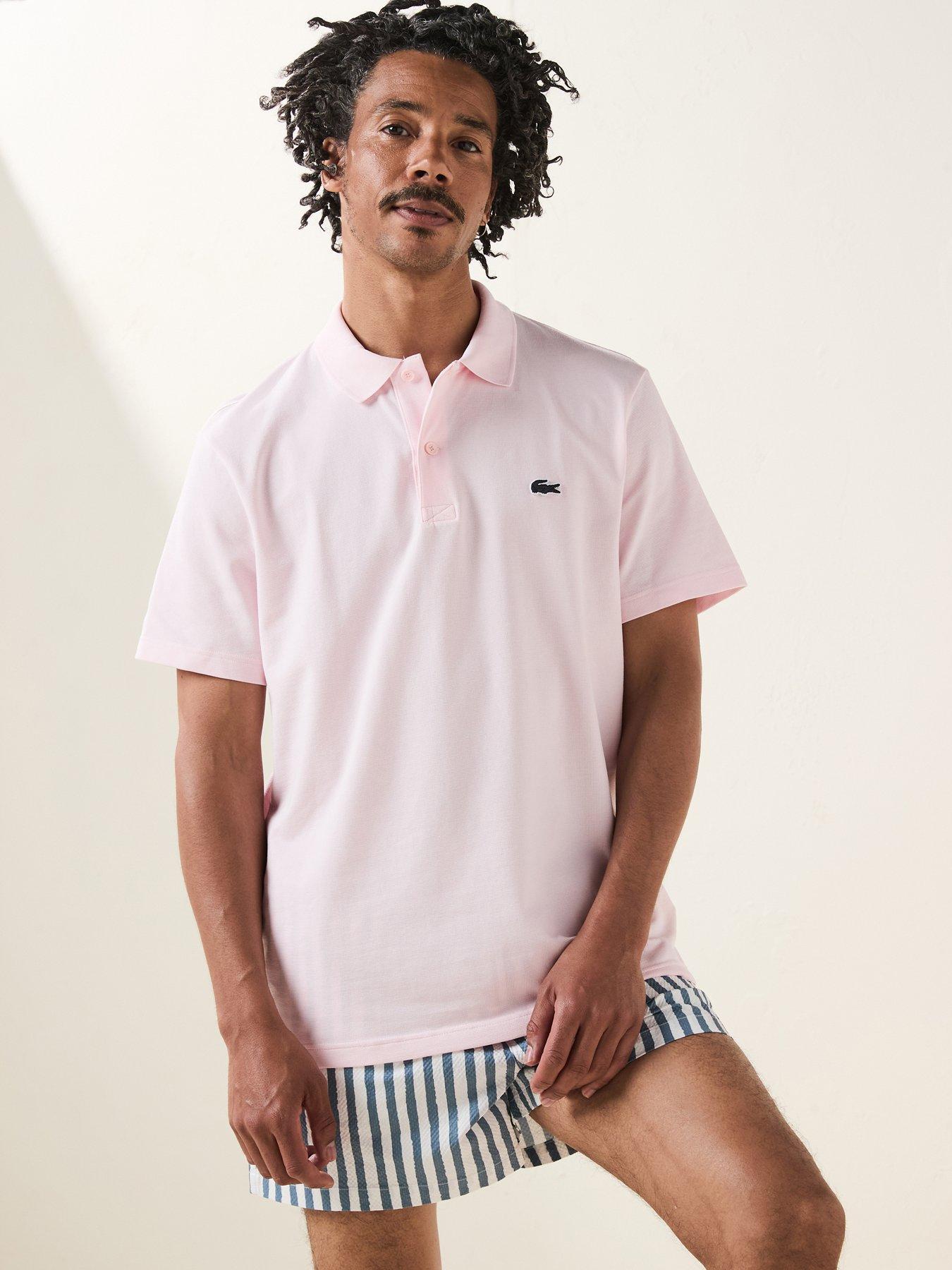 Image 6 of 6 of Lacoste Regular Fit Cotton Ottoman Polo Shirt - Light Pink