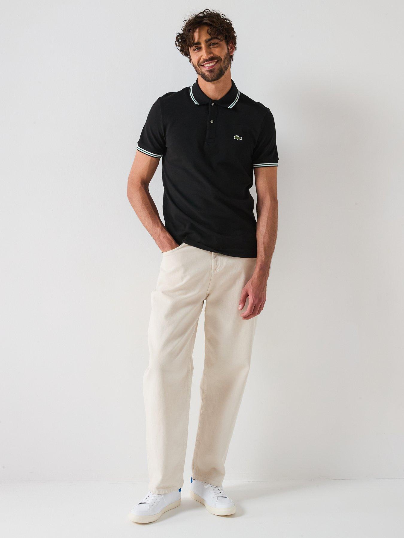 Image 3 of 6 of Lacoste Regular Fit L.12.12 Stripe Colla - Black