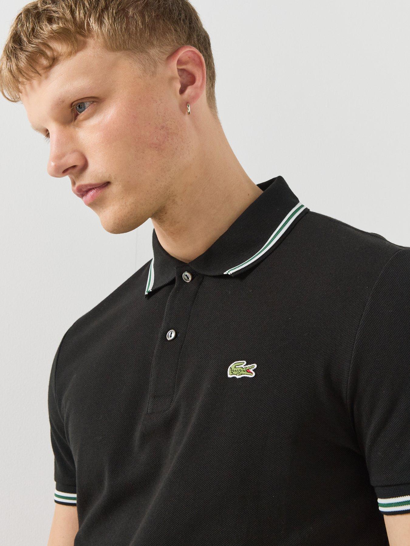 Image 6 of 6 of Lacoste Regular Fit L.12.12 Stripe Colla - Black