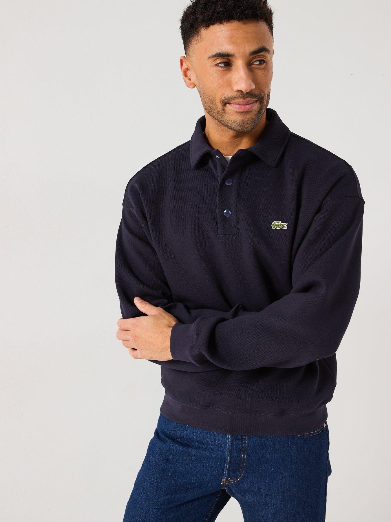 undefined Loose Fit Polo Collar Double Face Piqué Sweat Top - Black