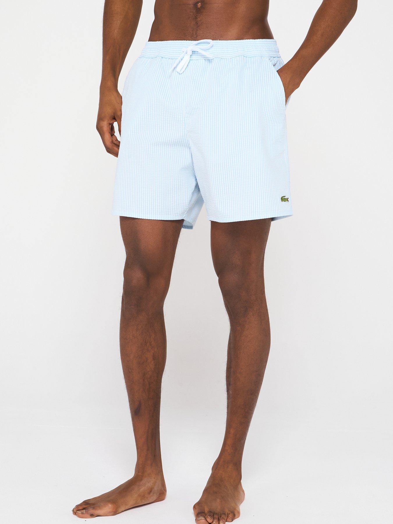undefined Striped Seersucker Swim Trunks - Blue
