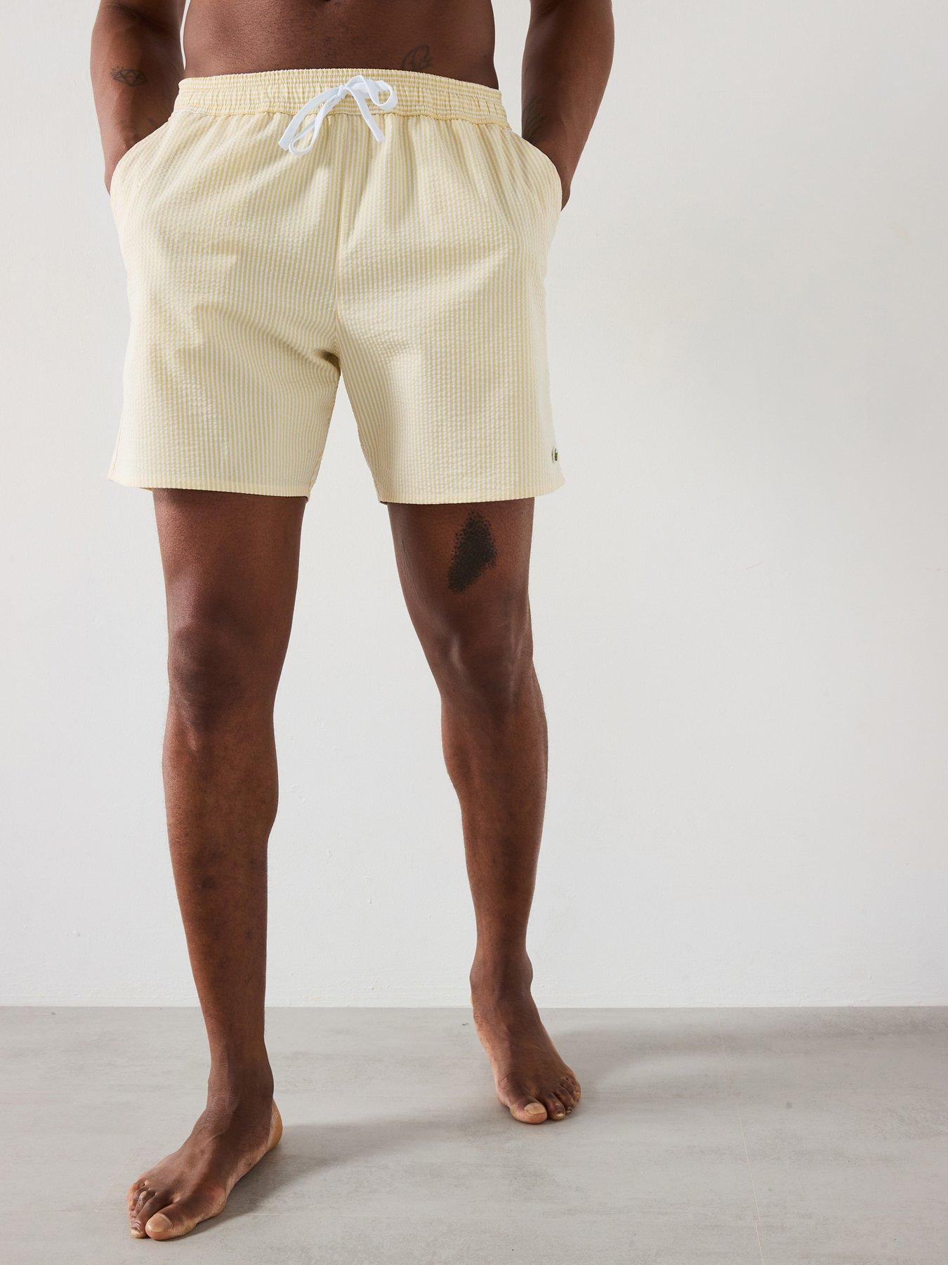 undefined Striped Seersucker Swim Trunks - Yellow