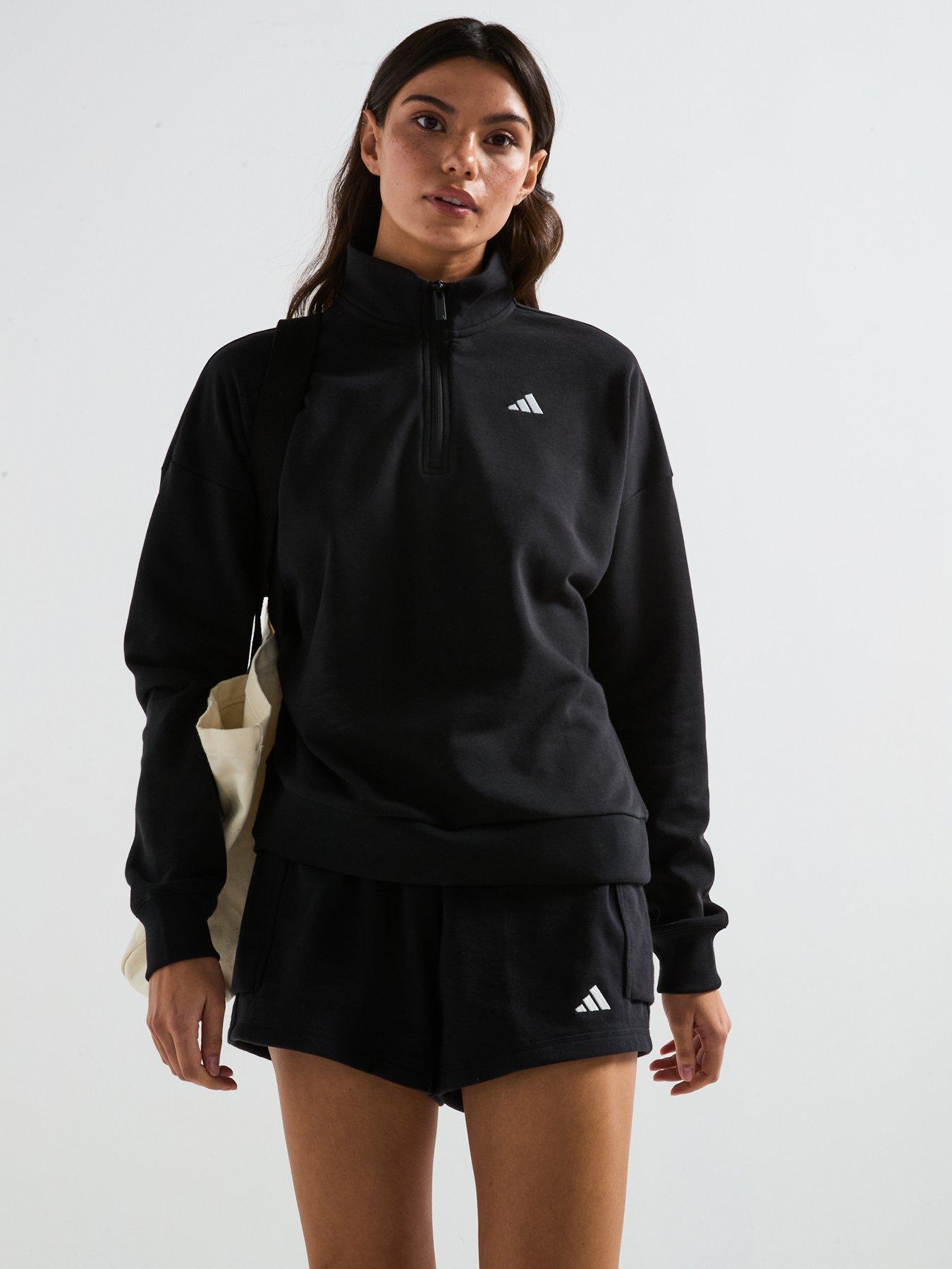 undefined Women's Essentials French Terry Quarter Zip - Black