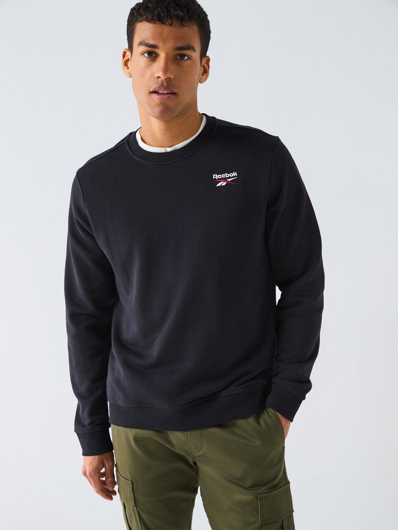 Reebok Mens Identity Small Logo Crewneck Sweater Black Very