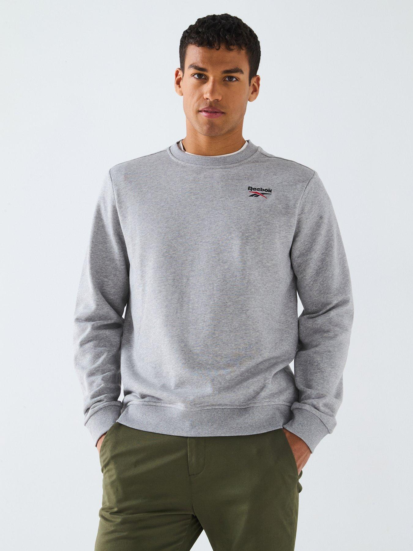 Reebok Mens Identity Small Logo Crewneck Sweater Grey Very