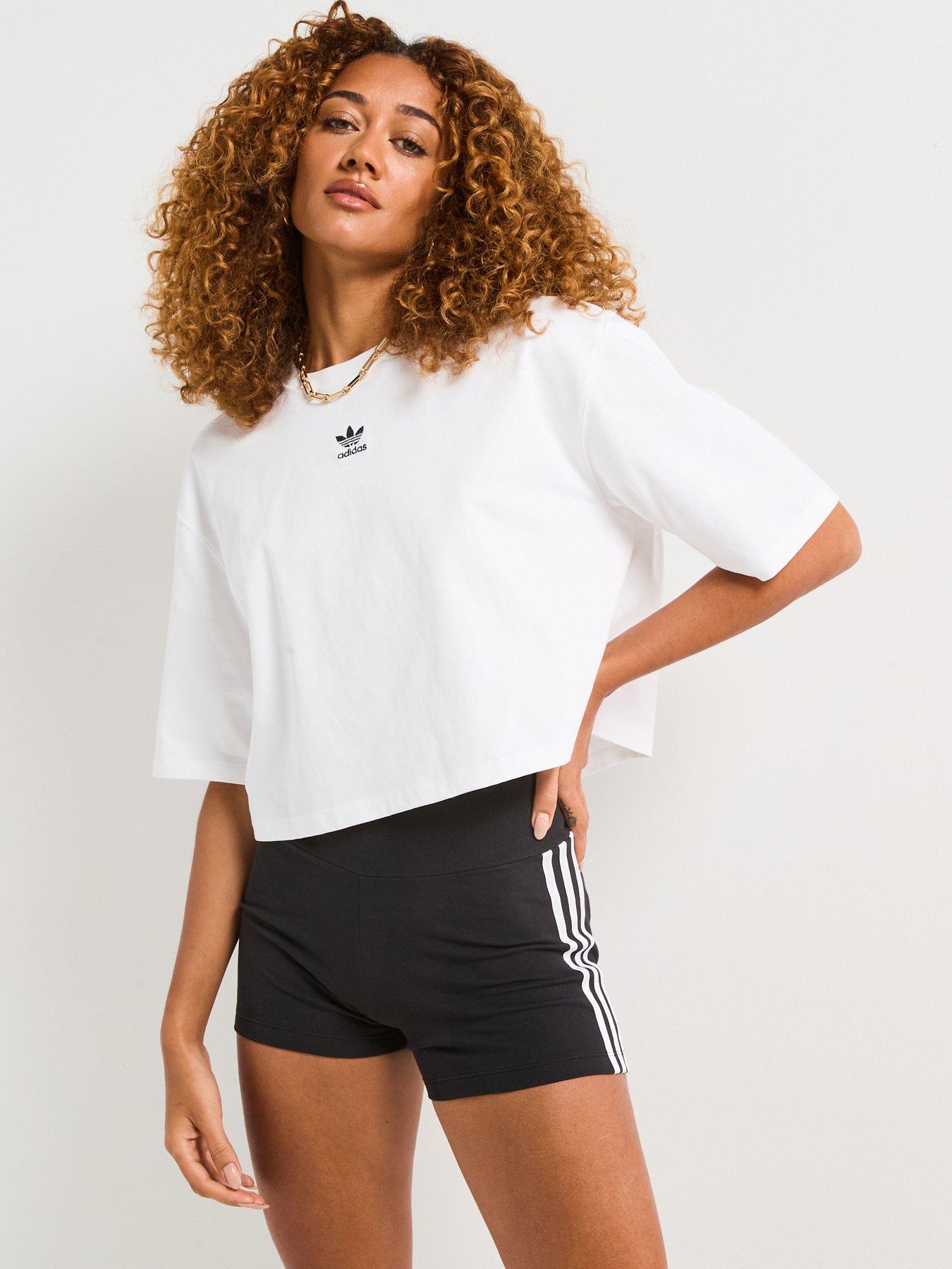 Image 1 of 6 of adidas Originals Womens Essentials Crop T-Shirt - White