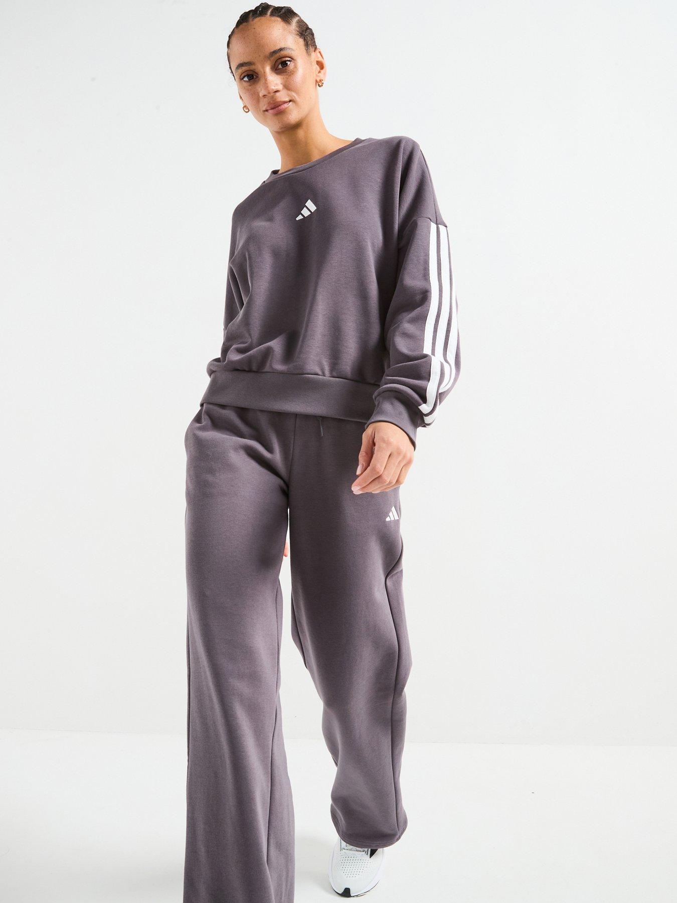 undefined Womens Essentials 3-Stripes French Terry Sweatshirt - Dark Grey