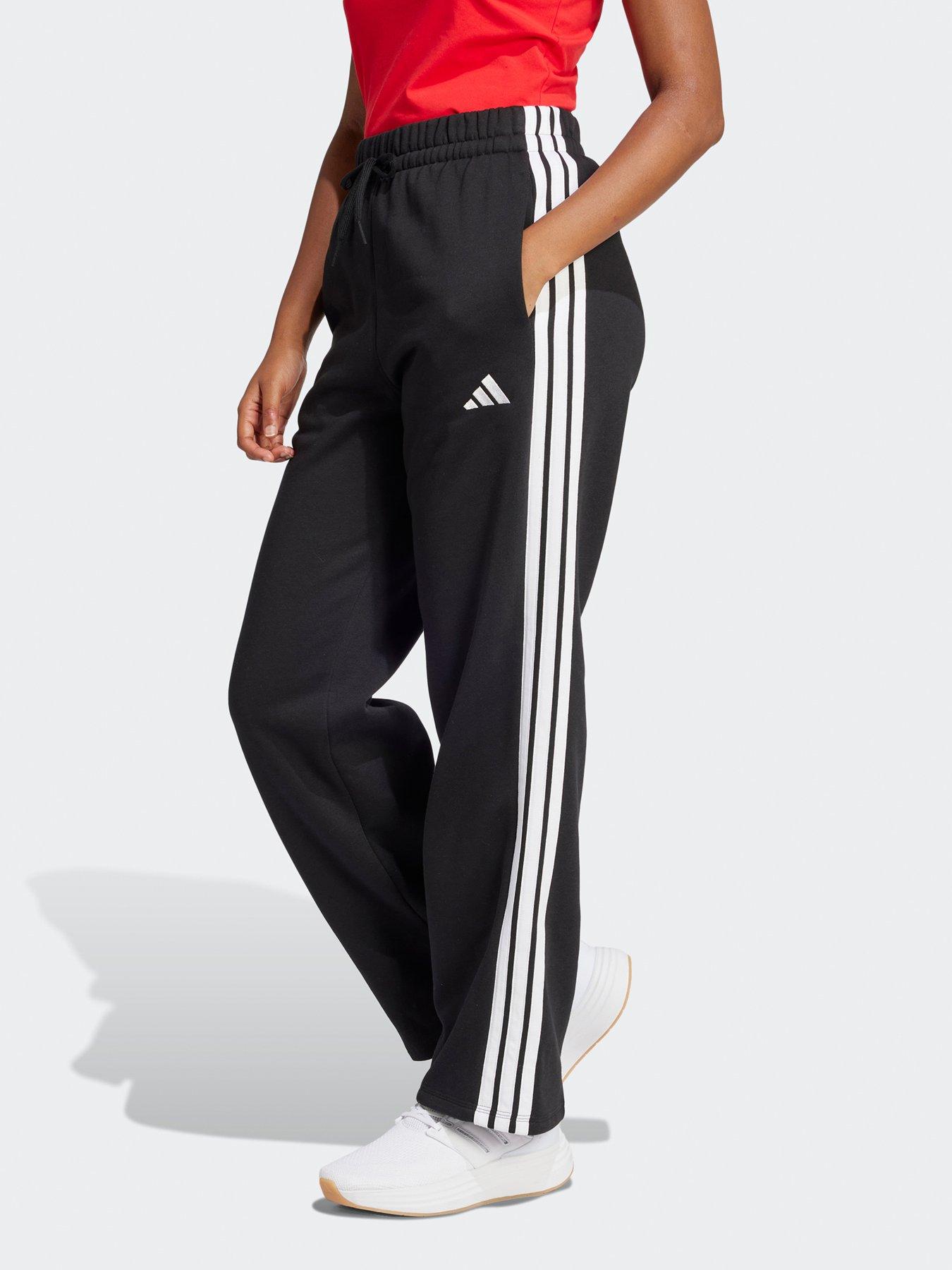 undefined Women's Essentials 3-Stripes Fleece Joggers - Black/White