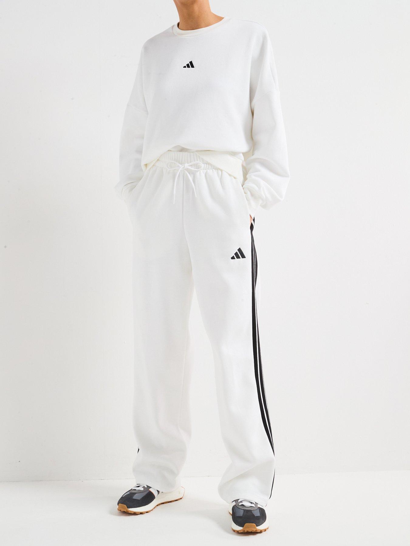undefined Womens Essentials 3-stripes Fleece Joggers - White