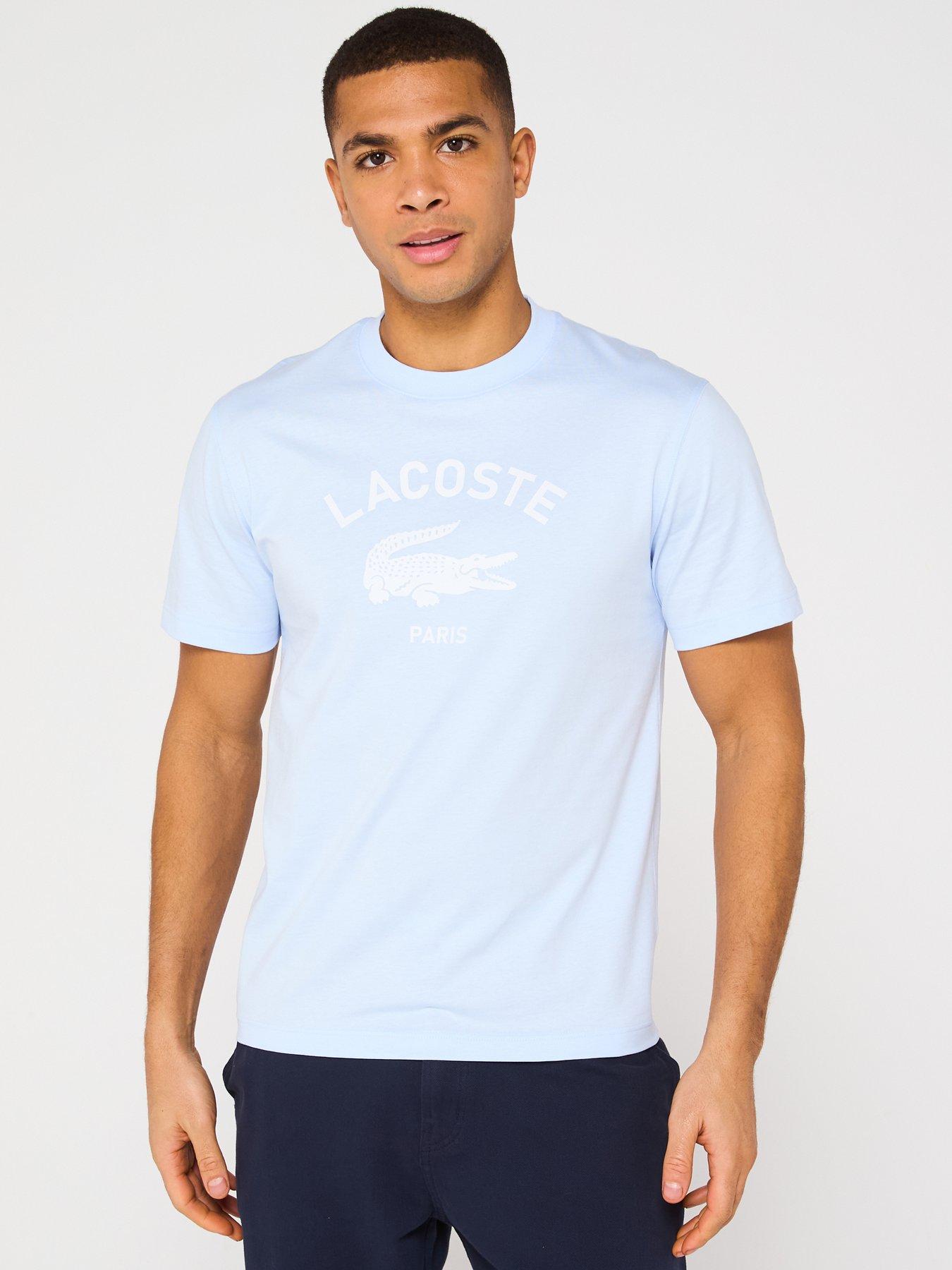 Lacoste Classic Fit Signature Print Jersey T-Shirt Light Blue Very