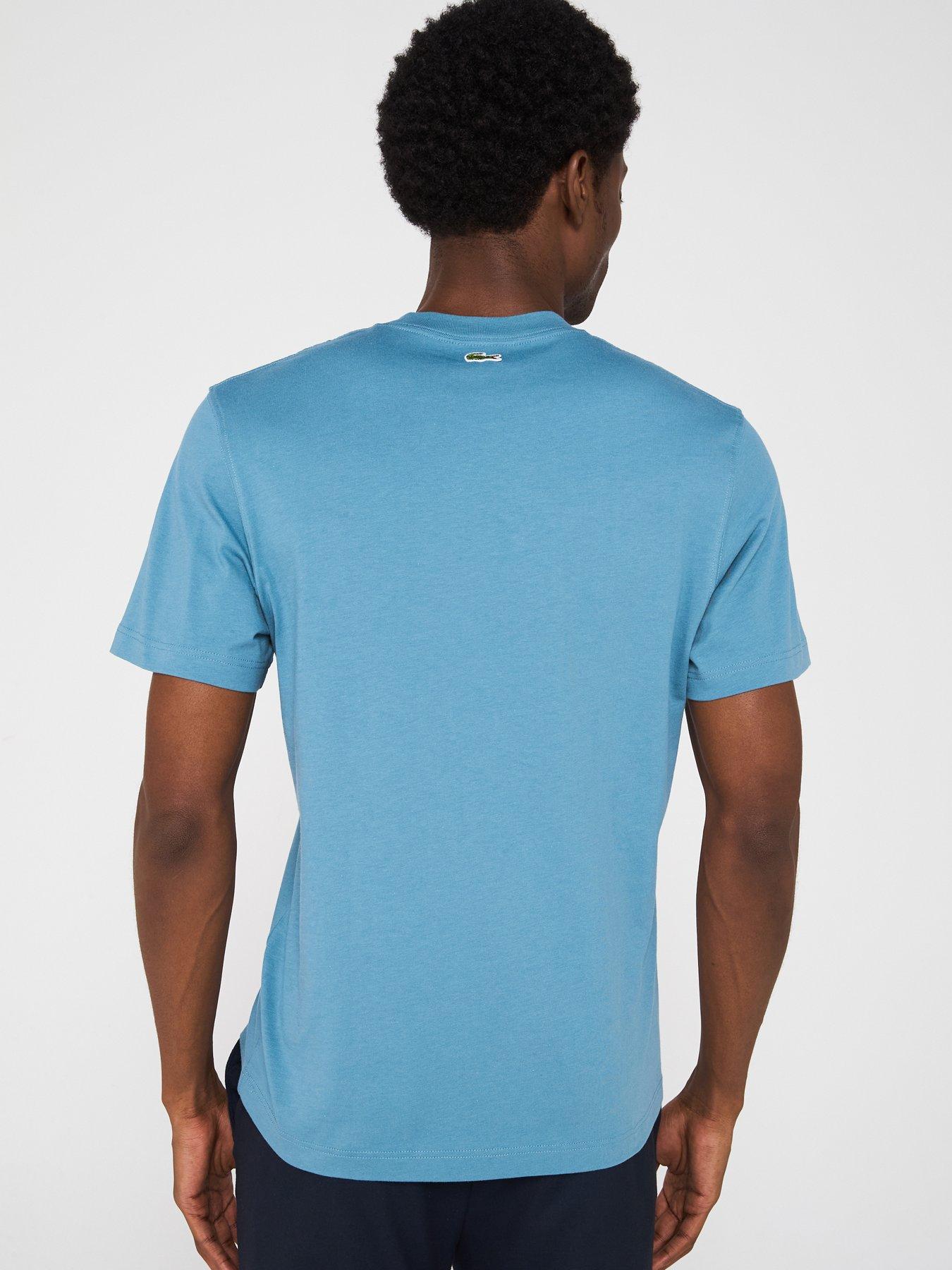 Image 2 of 5 of Lacoste Classic Fit Front Print Cotton Jersey T-Shirt - Blue
