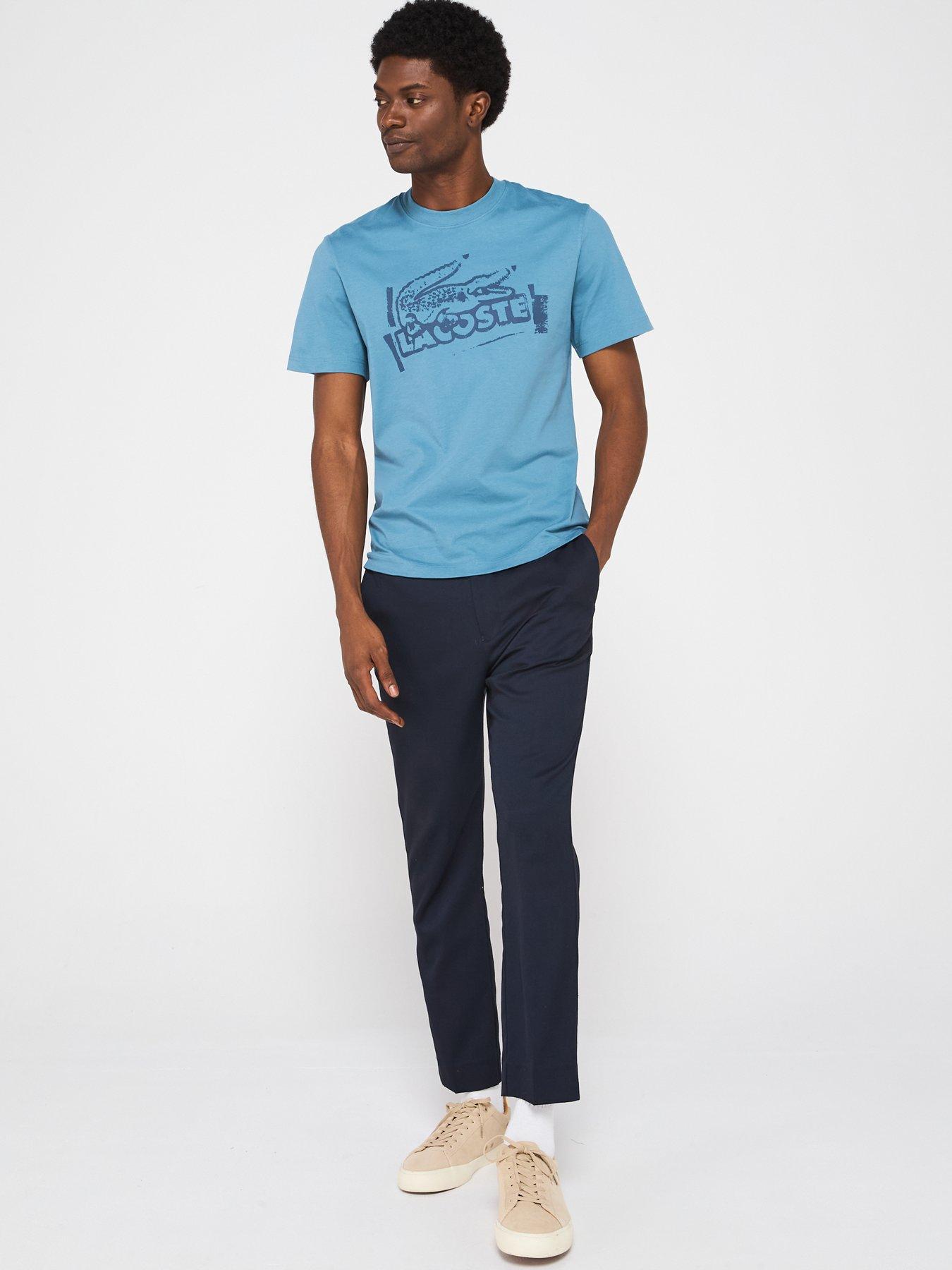 Image 3 of 5 of Lacoste Classic Fit Front Print Cotton Jersey T-Shirt - Blue