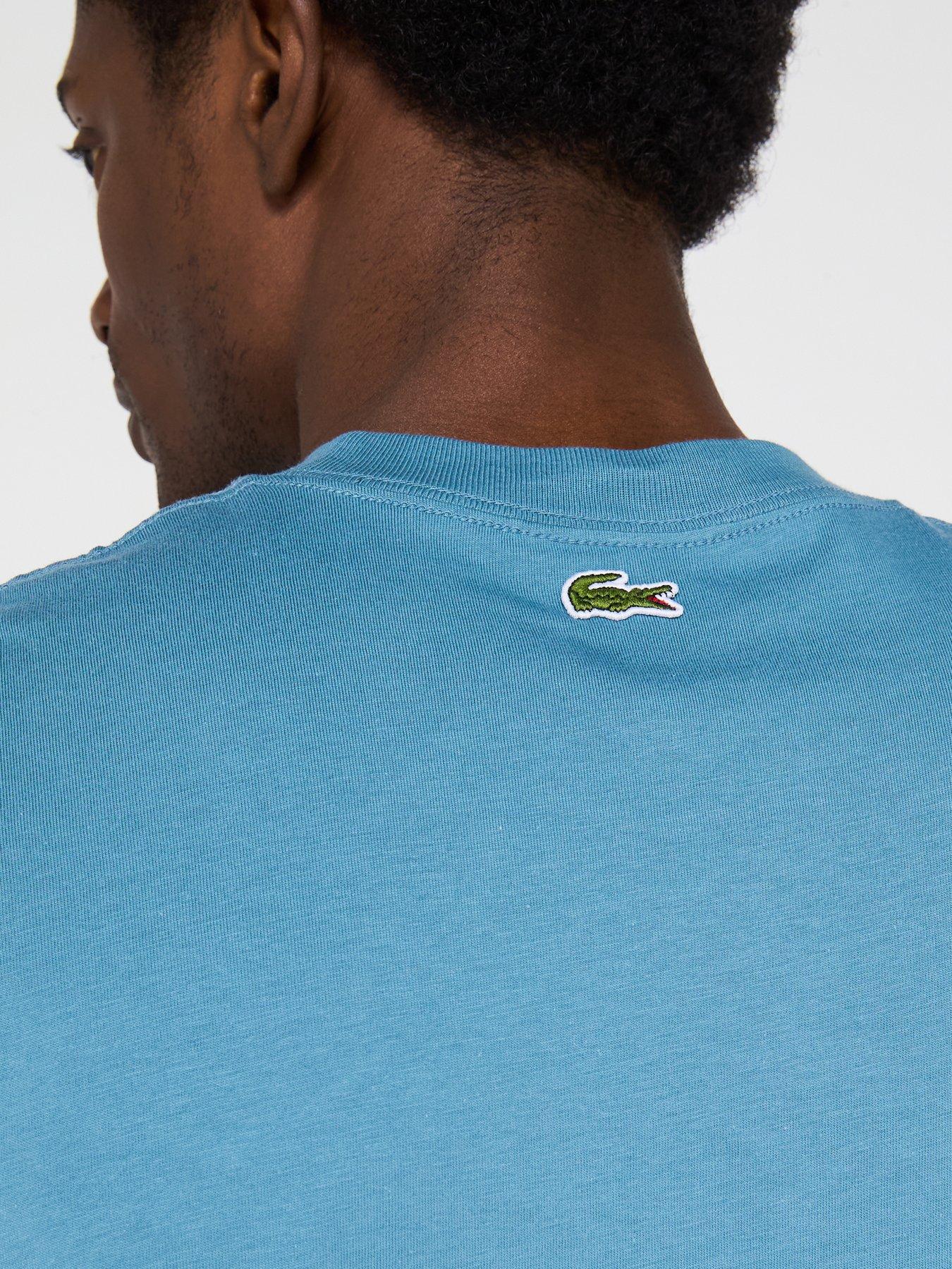 Image 4 of 5 of Lacoste Classic Fit Front Print Cotton Jersey T-Shirt - Blue