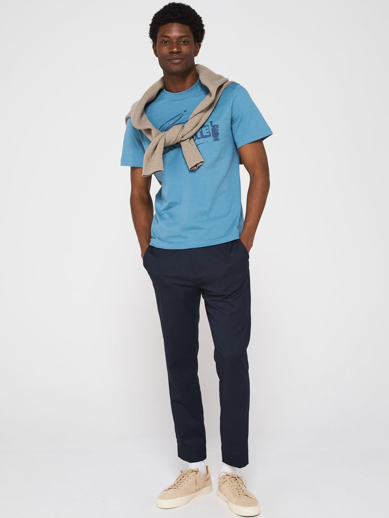 Image 5 of 5 of Lacoste Classic Fit Front Print Cotton Jersey T-Shirt - Blue