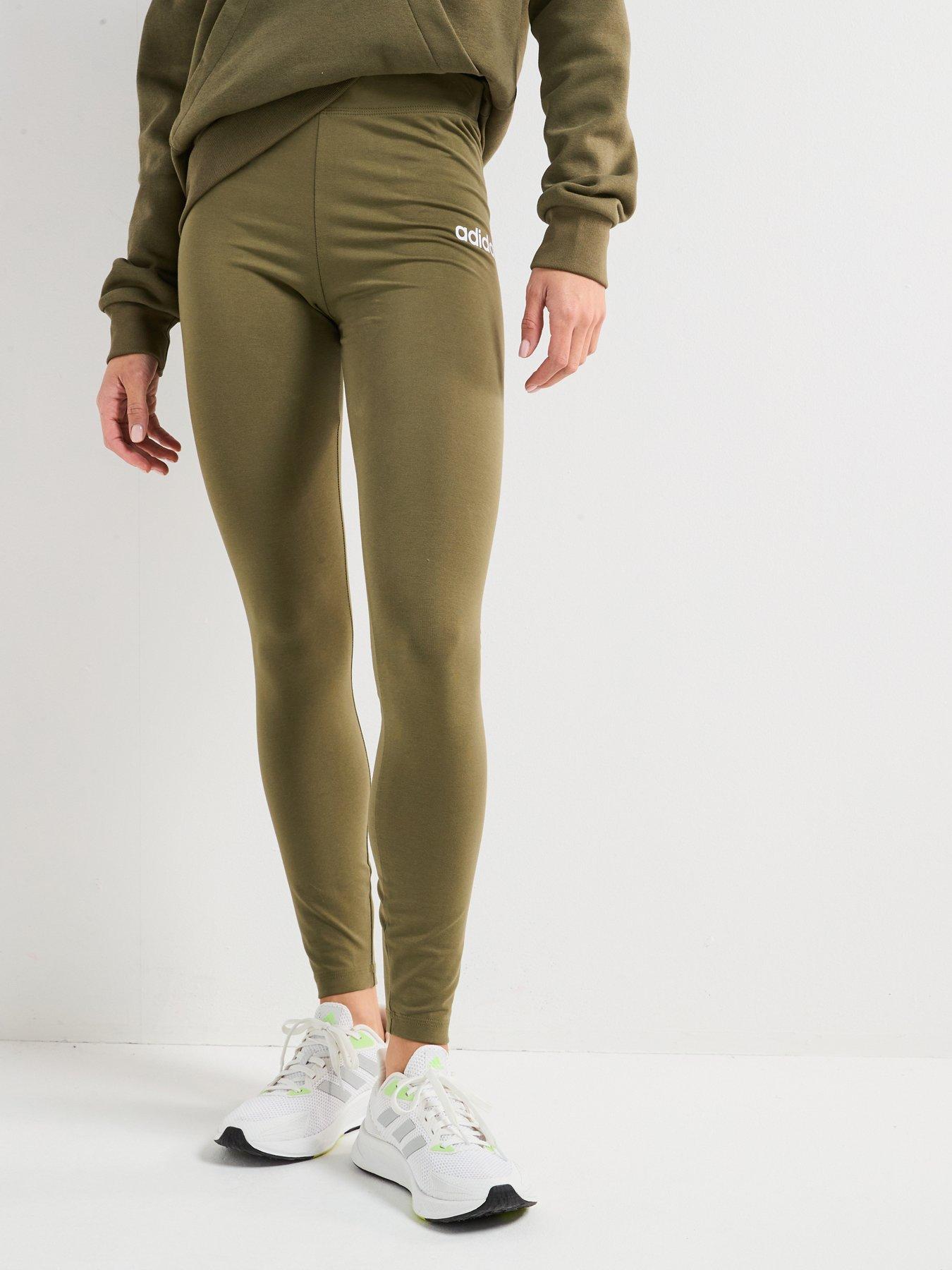 adidas Sportswear Womens Essentials Linear Cotton Leggings - Green, Green, Size Xl, Women