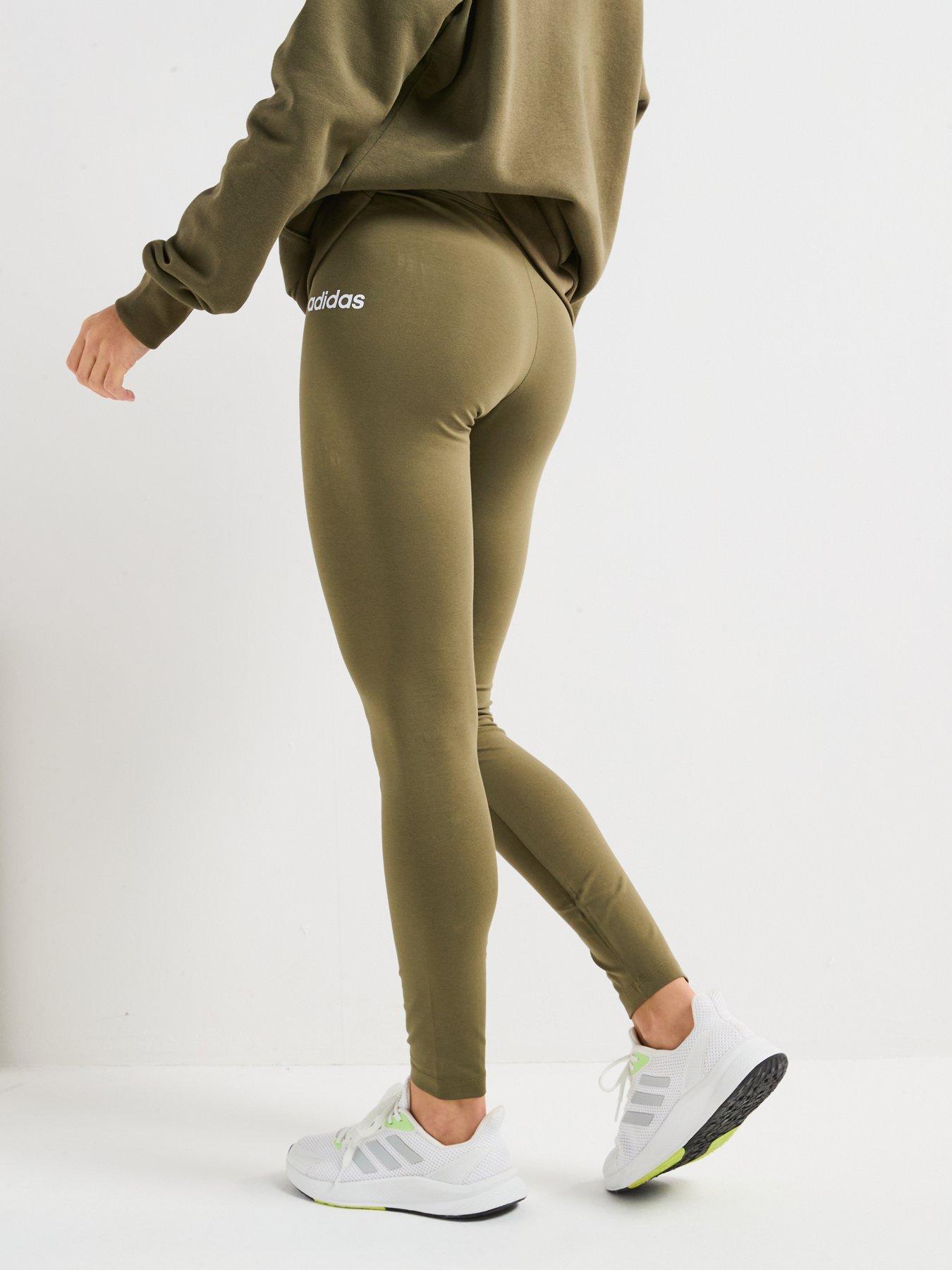 Image 2 of 6 of adidas Sportswear Womens Essentials Linear Cotton Leggings - Green