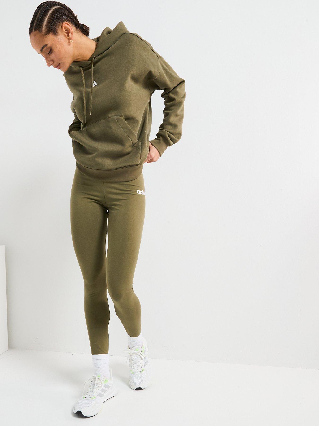 Image 3 of 6 of adidas Sportswear Womens Essentials Linear Cotton Leggings - Green