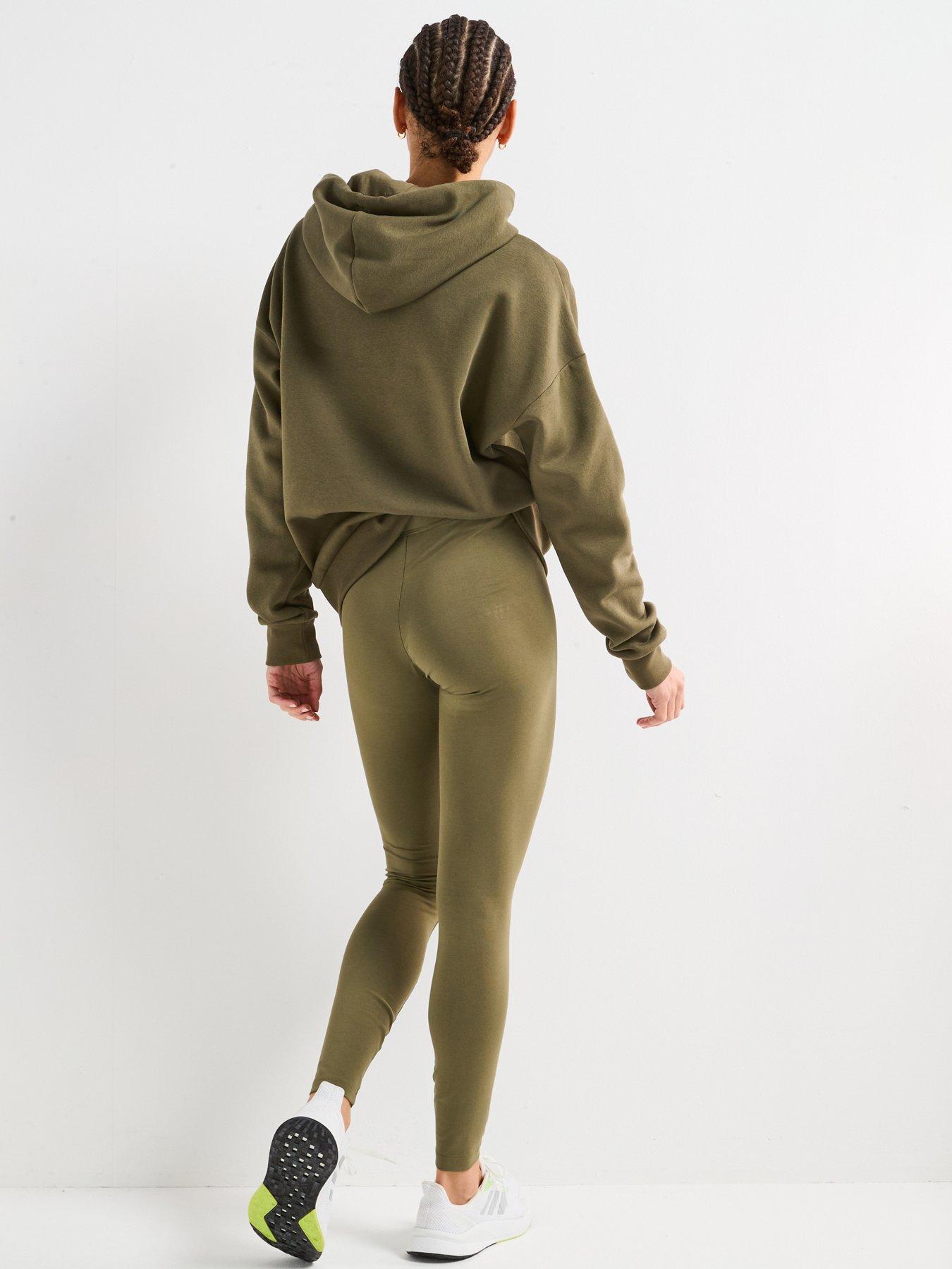 Image 4 of 6 of adidas Sportswear Womens Essentials Linear Cotton Leggings - Green