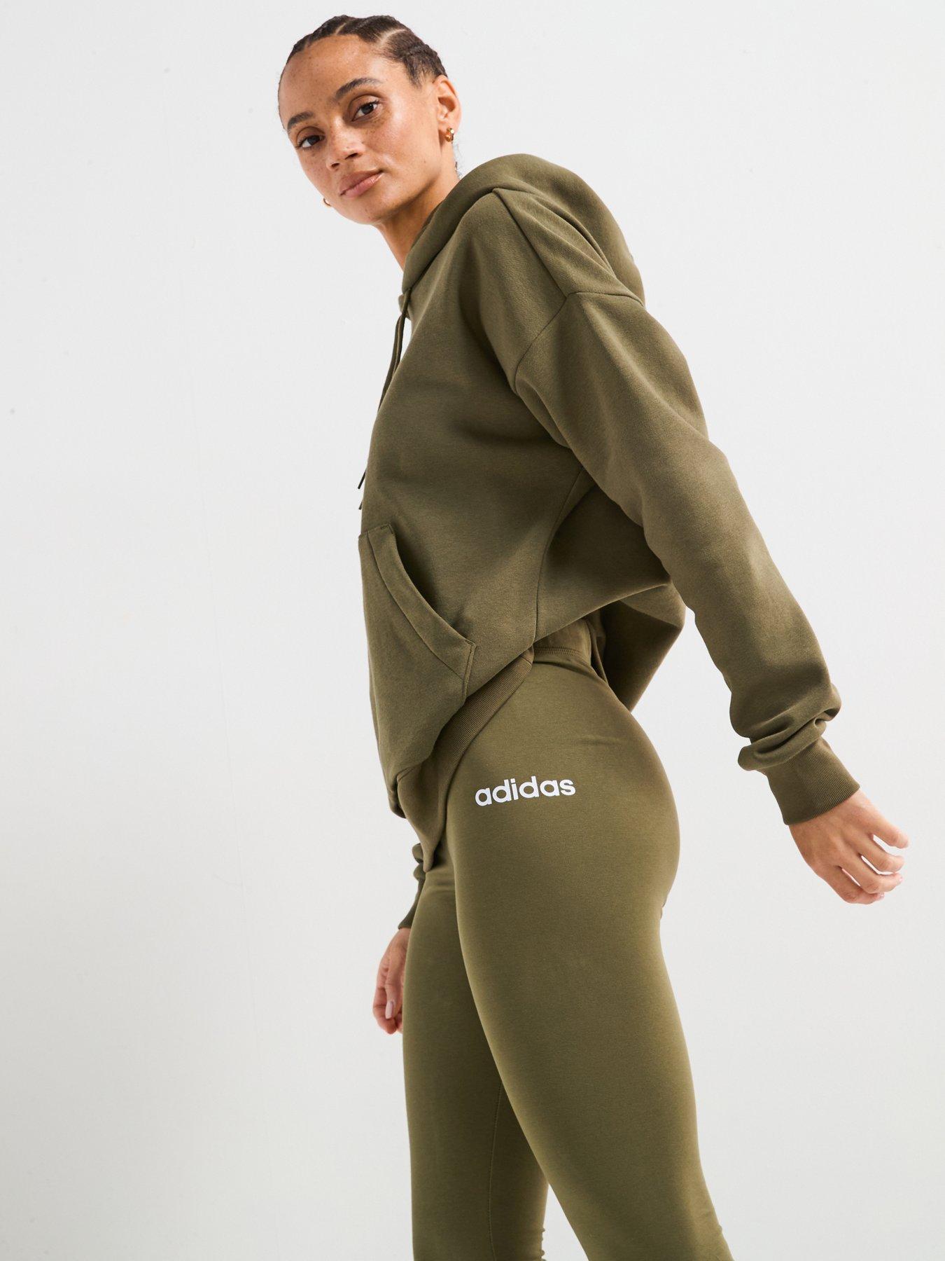 Image 5 of 6 of adidas Sportswear Womens Essentials Linear Cotton Leggings - Green