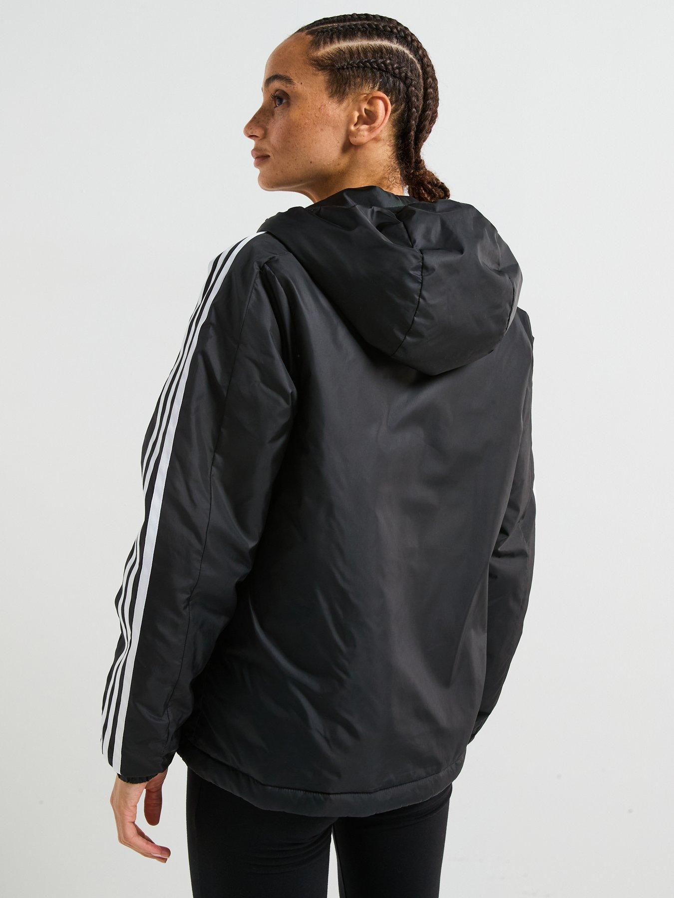 Image 2 of 6 of adidas Sportswear Womens Essentials 3-Stripes Hooded Jacket - Black