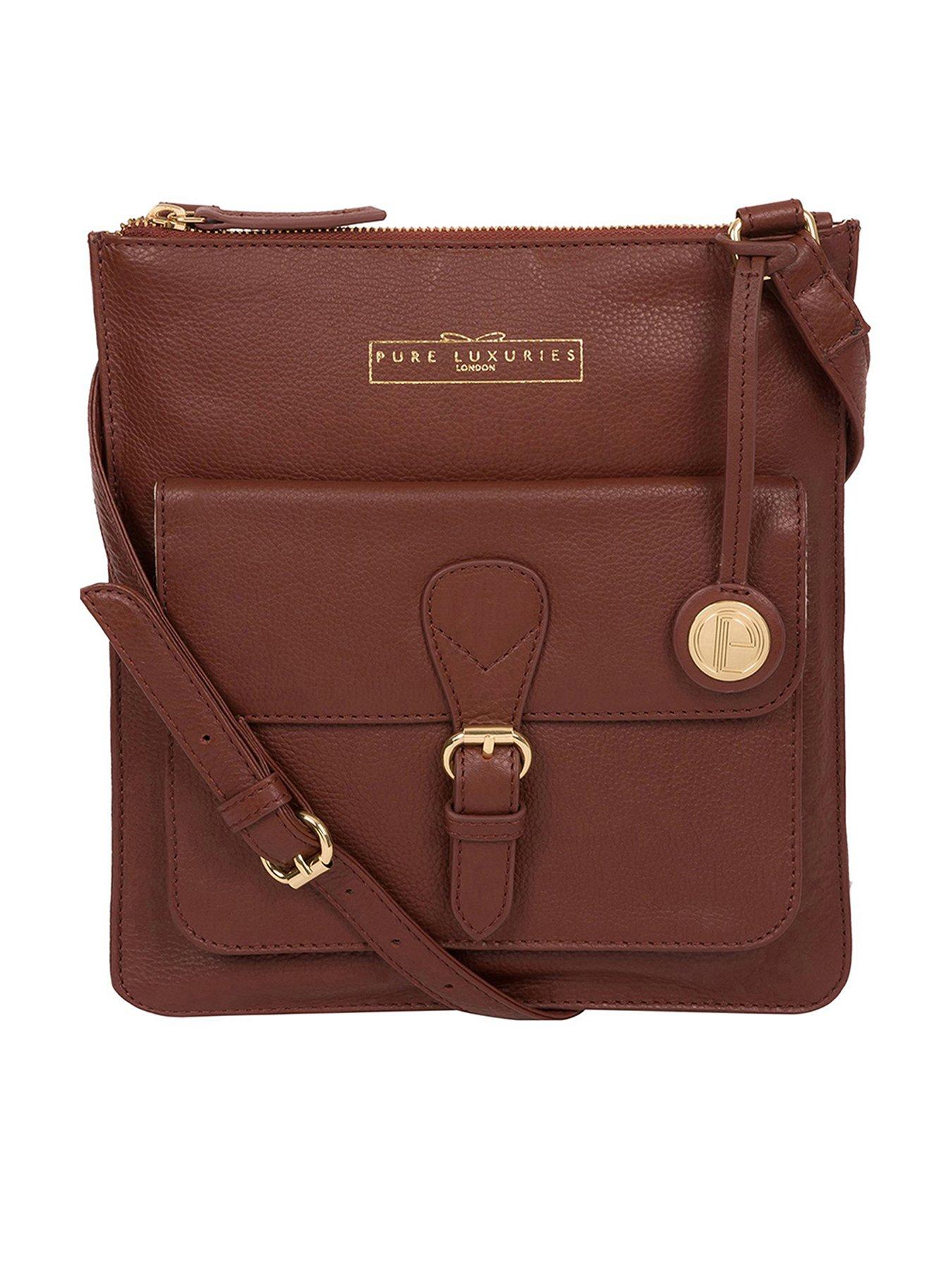 Pure Luxuries London Kenley Chestnut Leather Cross Body Bag | Very 