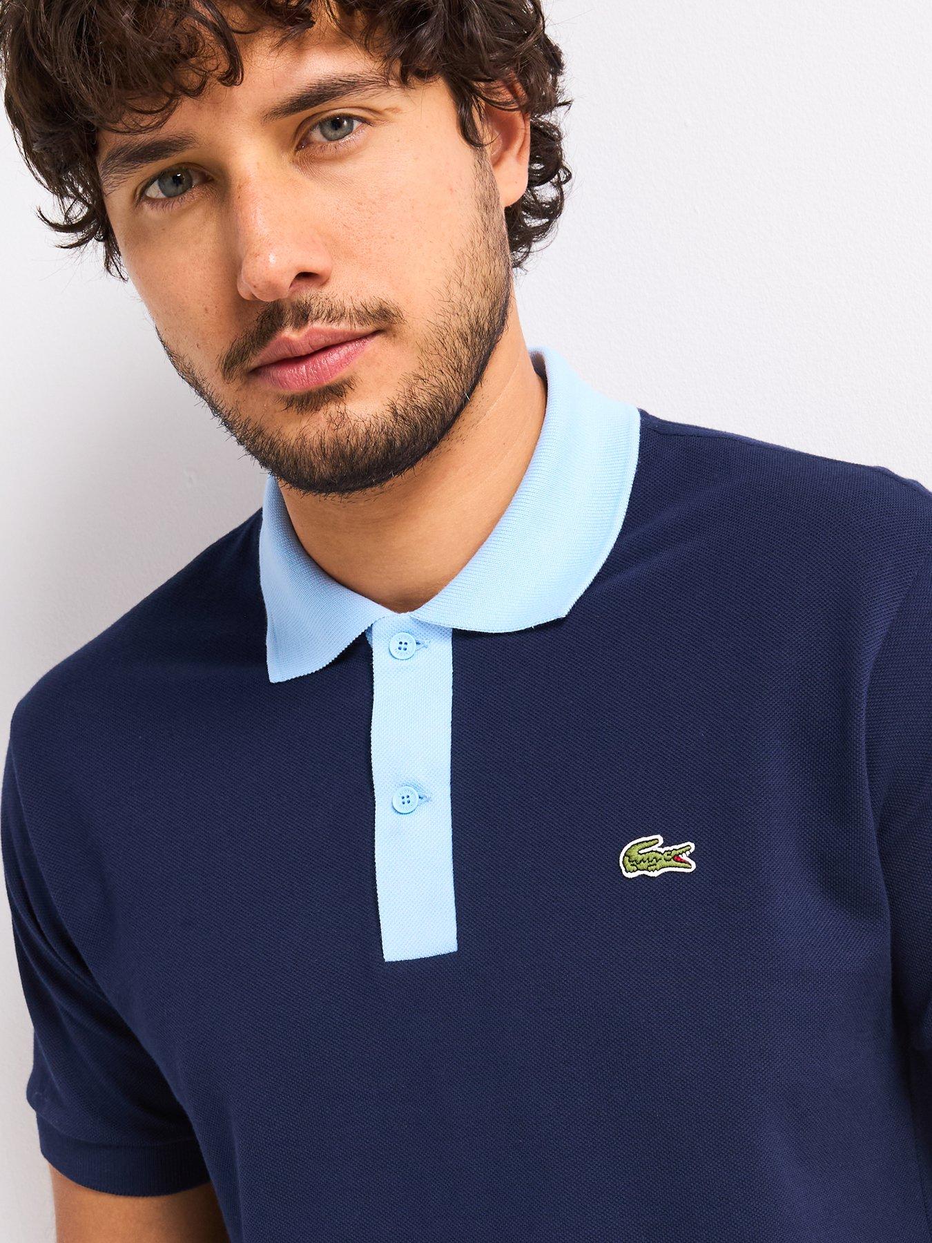 Image 4 of 4 of Lacoste L12.12 Classic Fit Contrast Collar Piqu&eacute; Polo Shirt - Navy