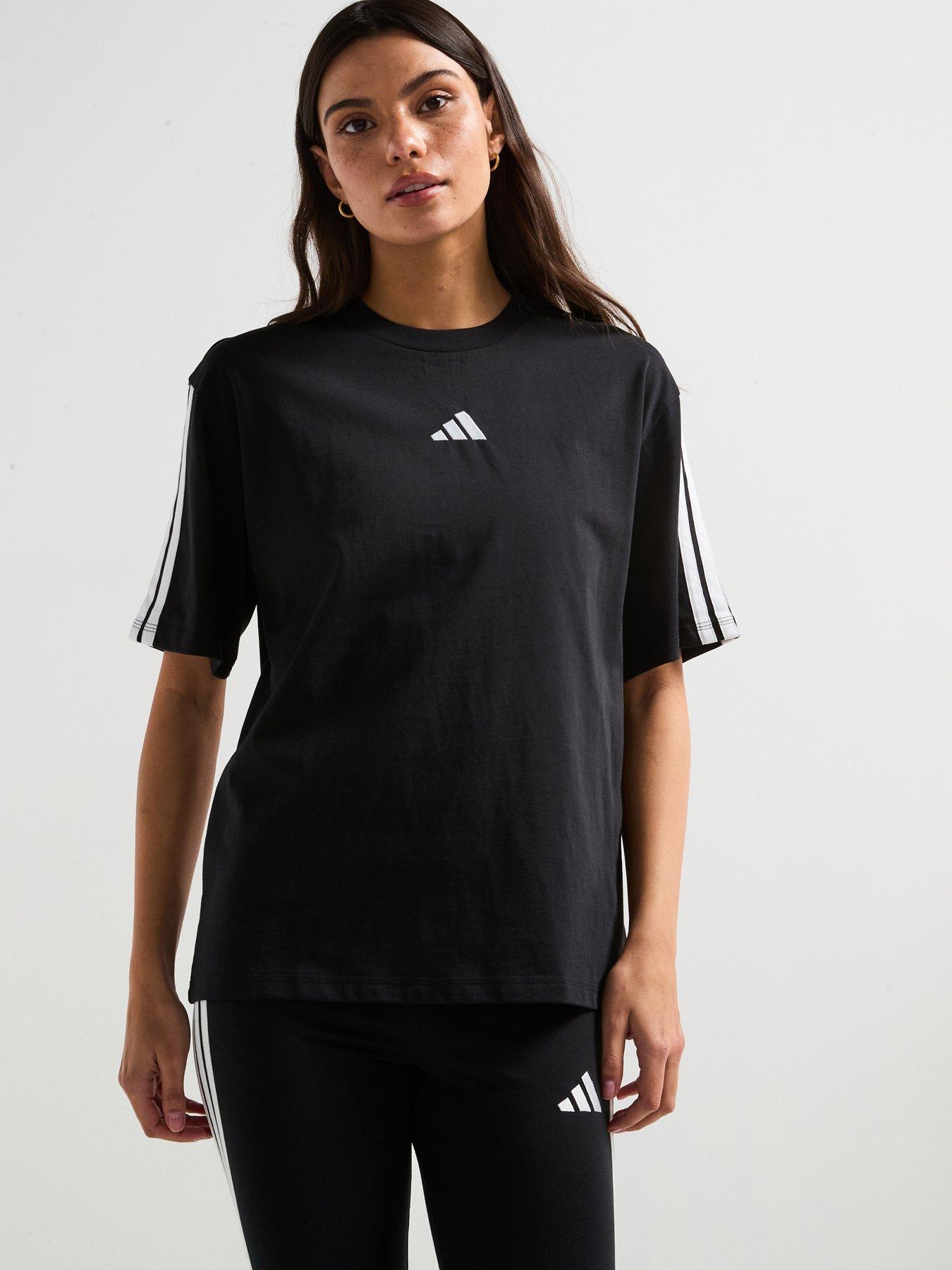 undefined Women's Essentials 3-Stripes Boyfriend T-Shirt - Black
