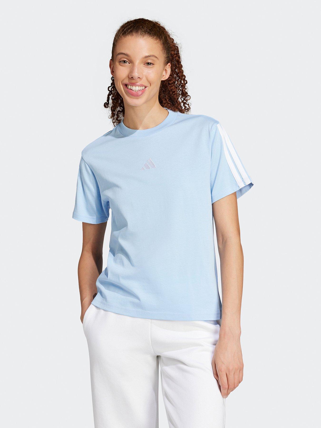 undefined Women's Essentials 3-Stripes Cotton T-Shirt - Blue