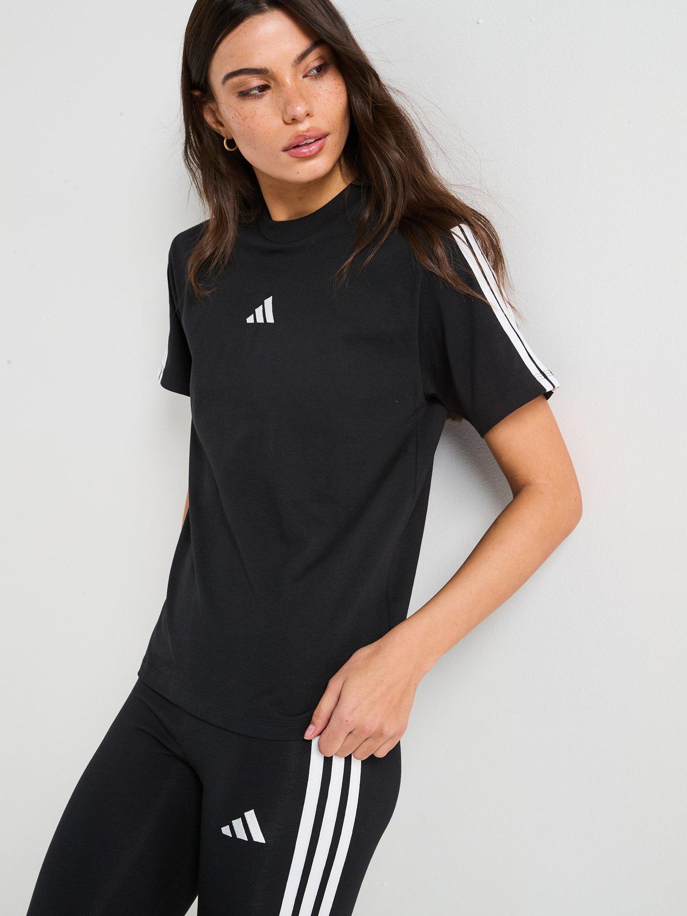 undefined Women's Essentials 3-Stripes Cotton T-Shirt - Black