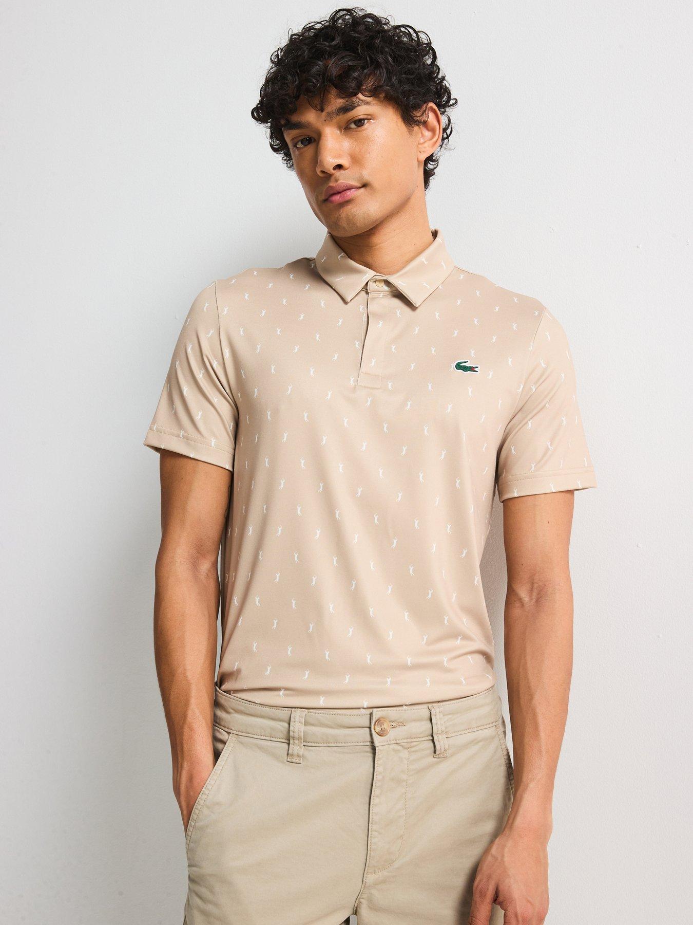 Lacoste Regular Fit Printed Golf Polo Shirt - Beige