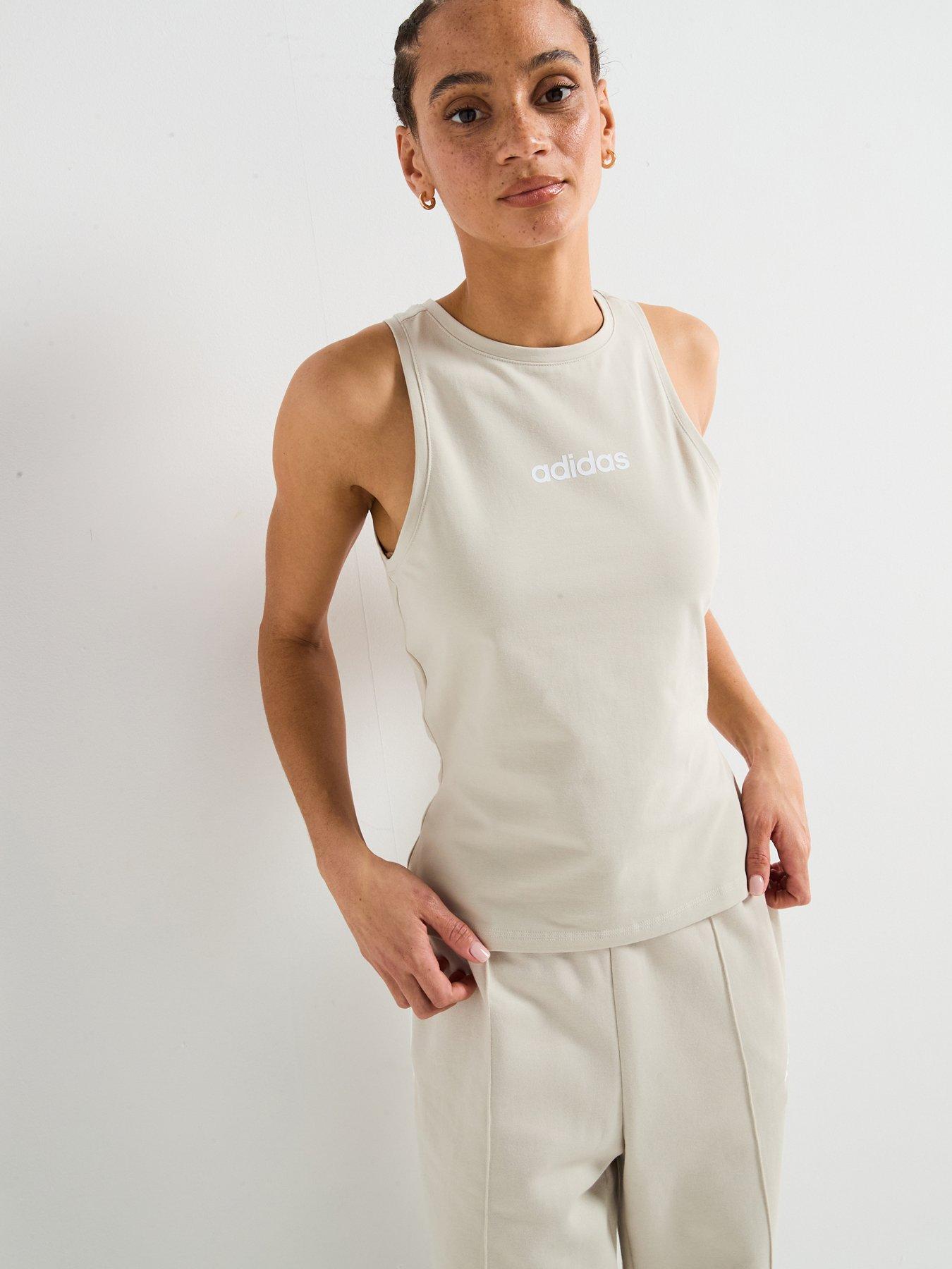 undefined Women's Essentials Linear Slim Cotton Tank Top - Wonder Alumina/White